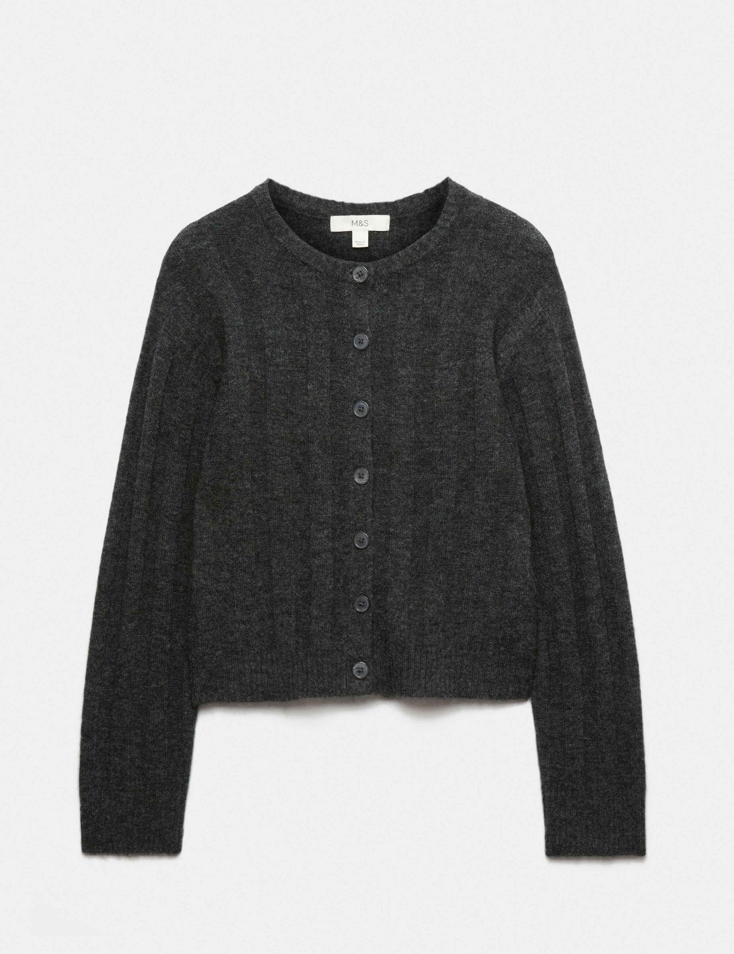 Ribbed Crew Neck Cardigan 2 of 7