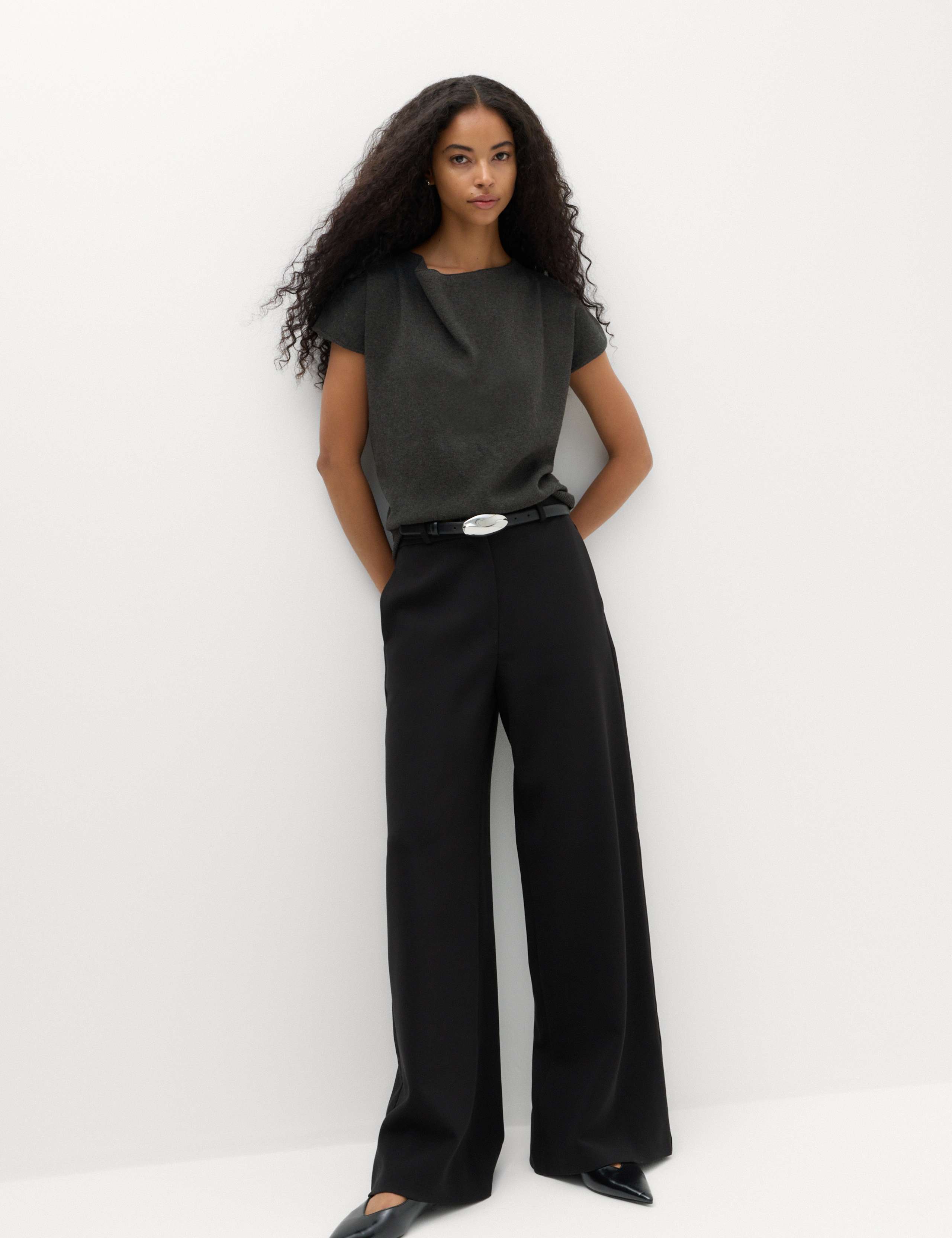Draped Neck Knitted Top with Wool 6 of 6
