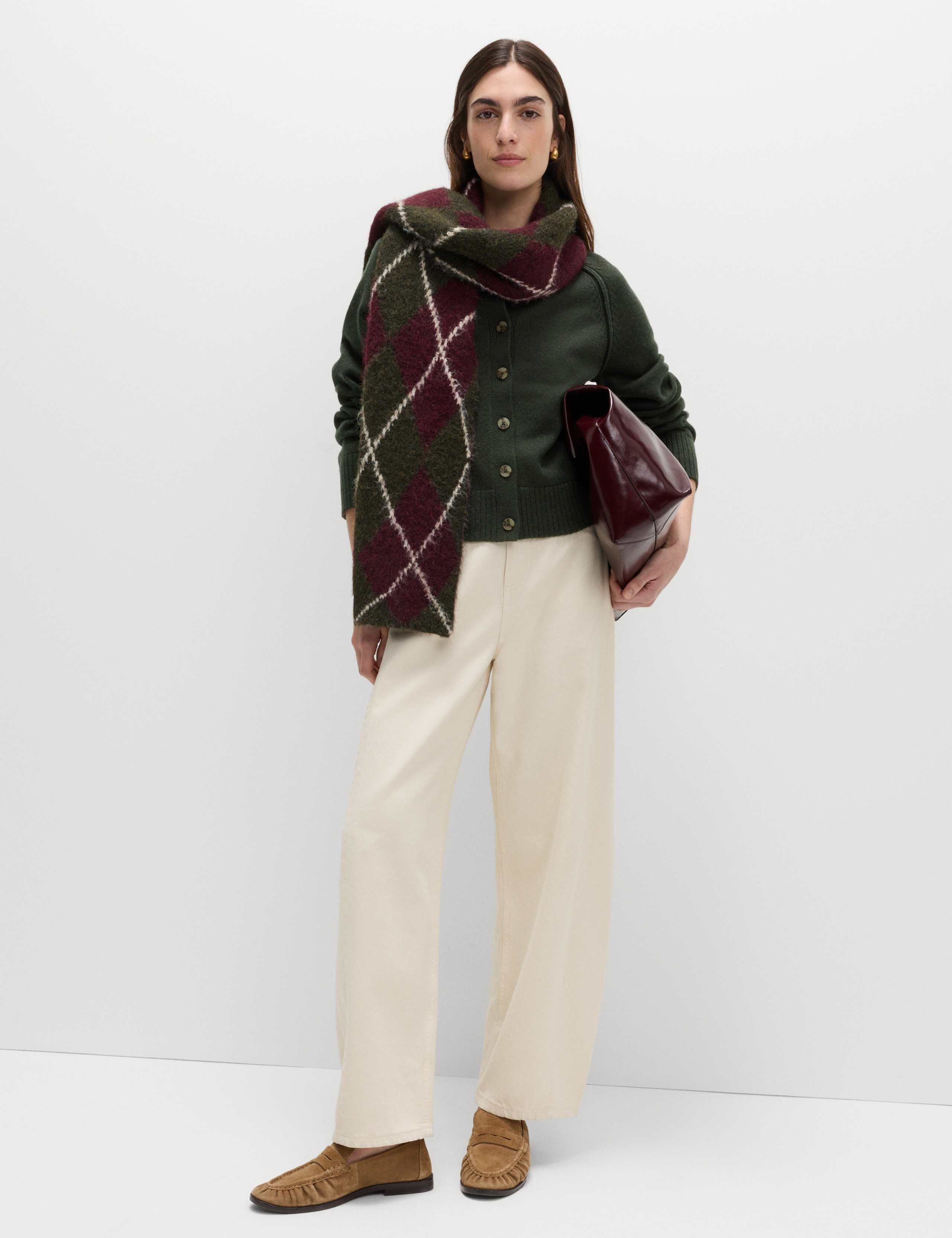 Lambswool Blend Crew Neck Cardigan 3 of 5