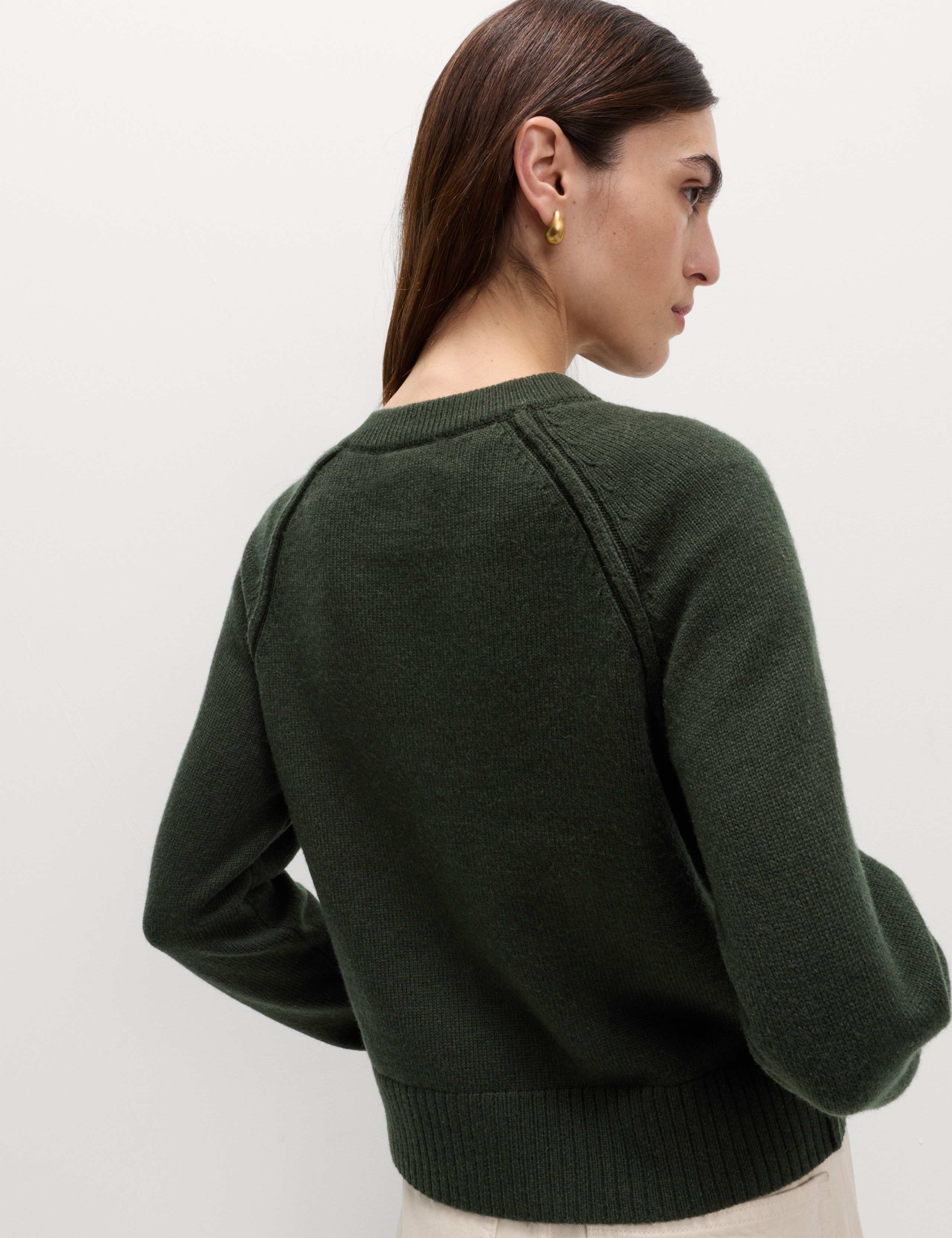 Lambswool Blend Crew Neck Cardigan 4 of 5