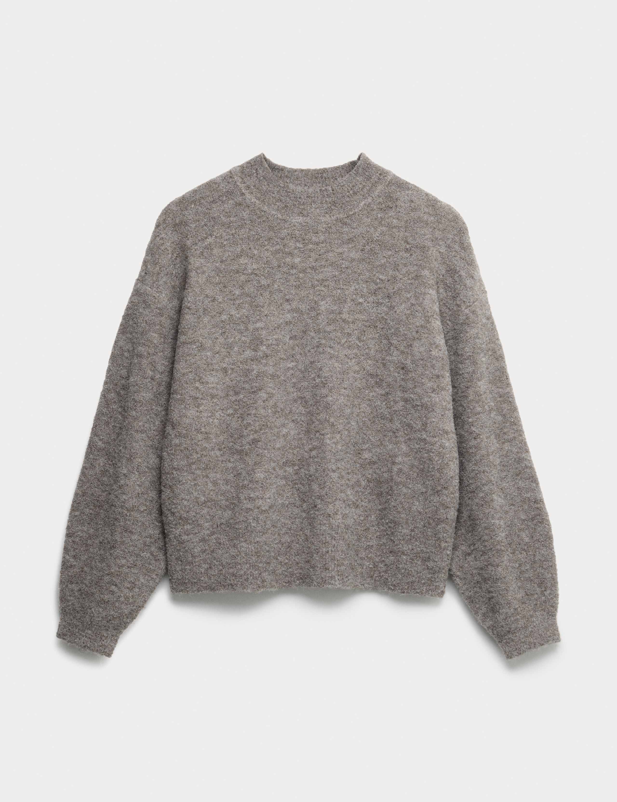 Wool Blend Textured Funnel Neck Jumper 2 of 6