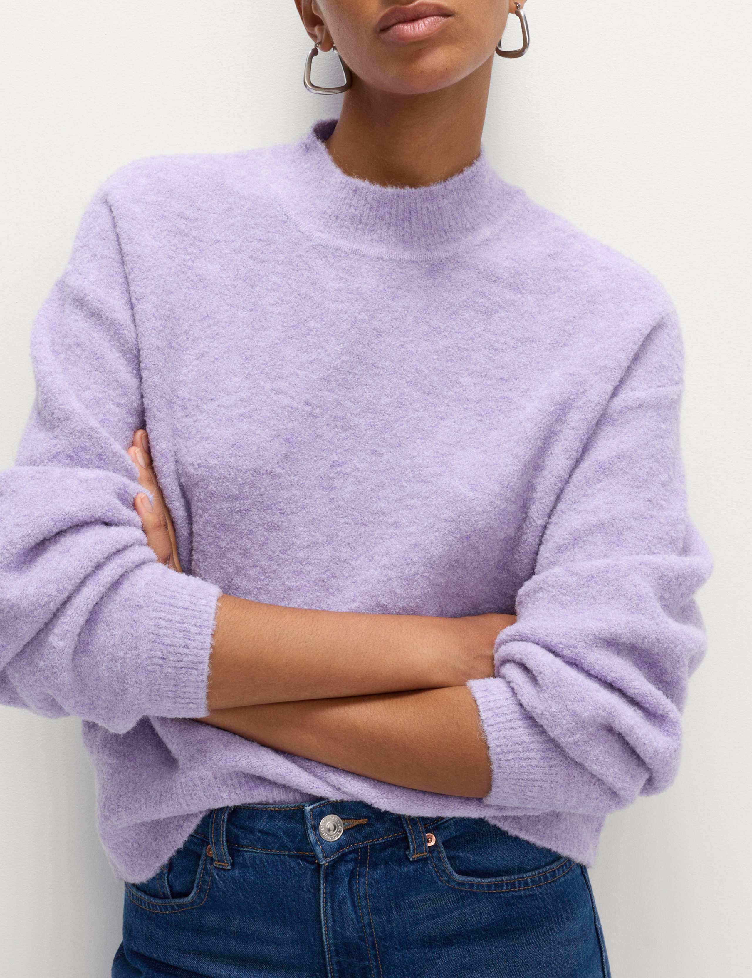 Wool Blend Textured Funnel Neck Jumper 1 of 5
