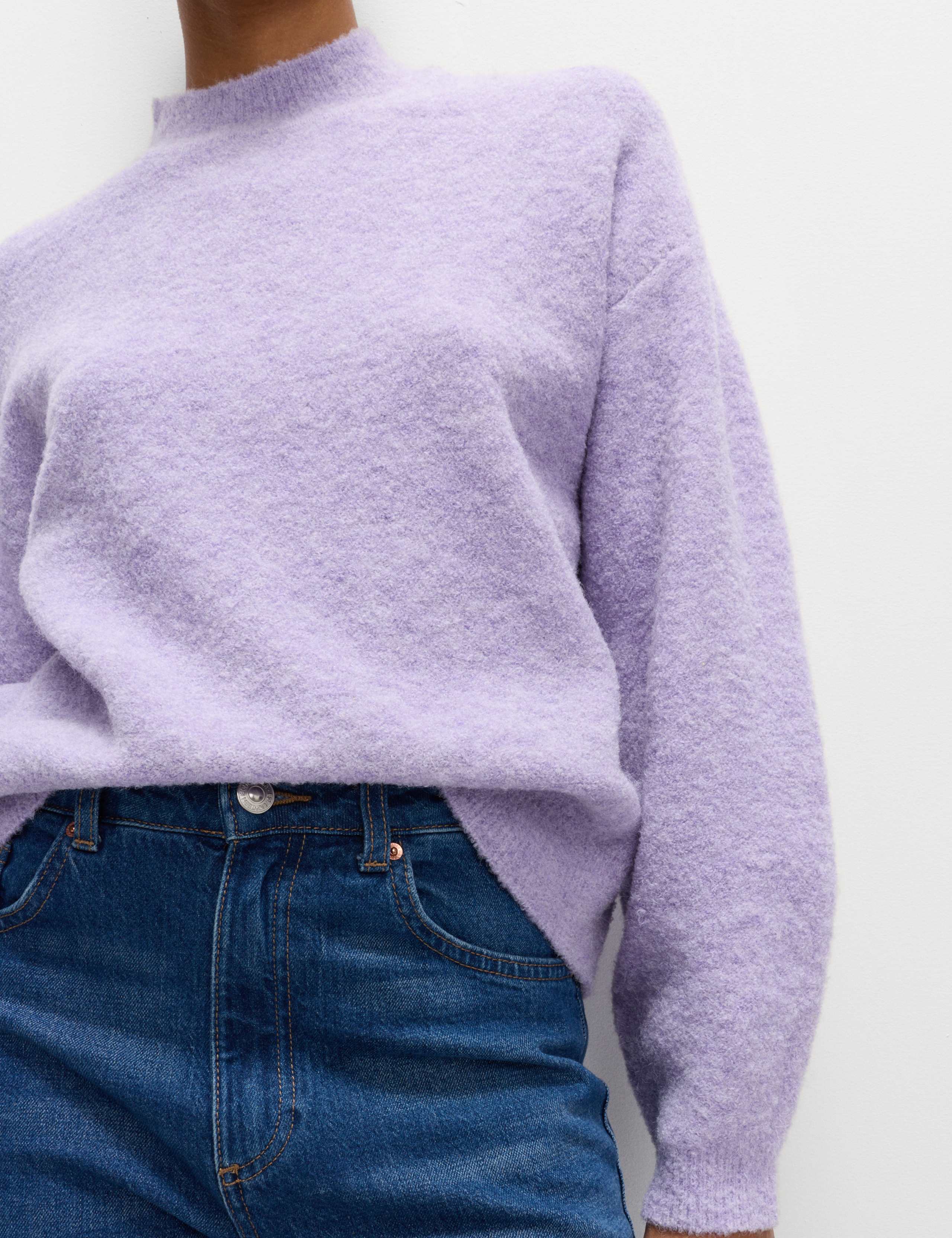 Wool Blend Textured Funnel Neck Jumper 4 of 5