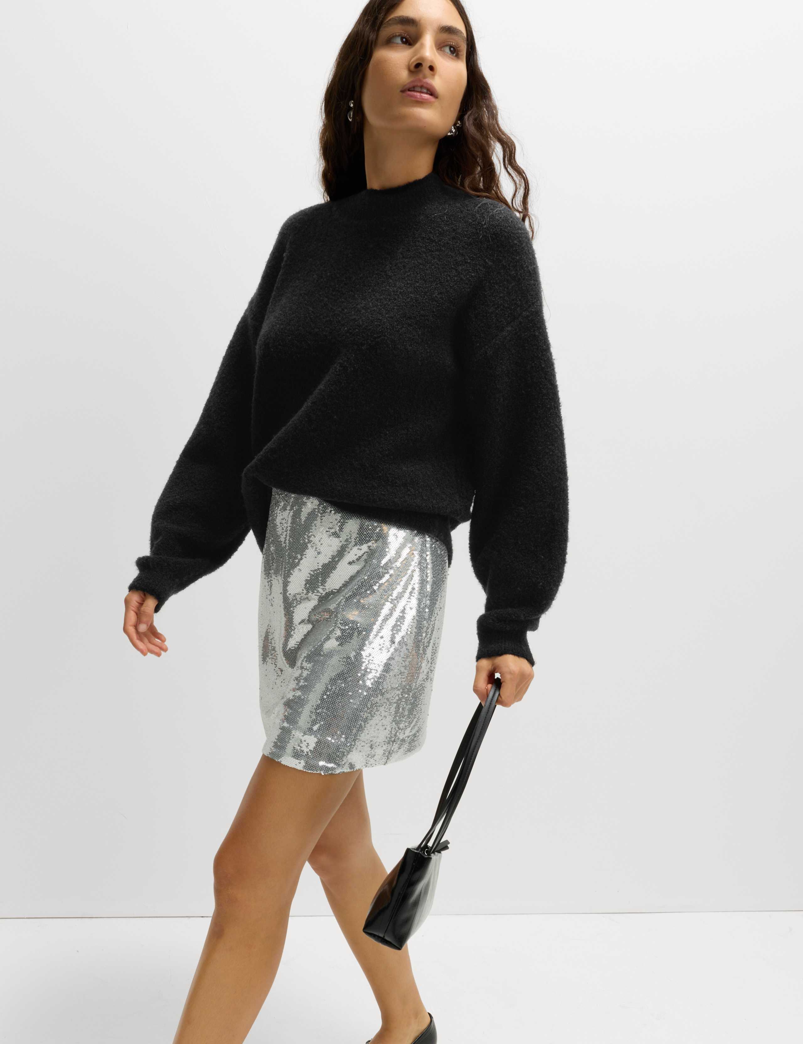 Wool Blend Textured Funnel Neck Jumper 3 of 5