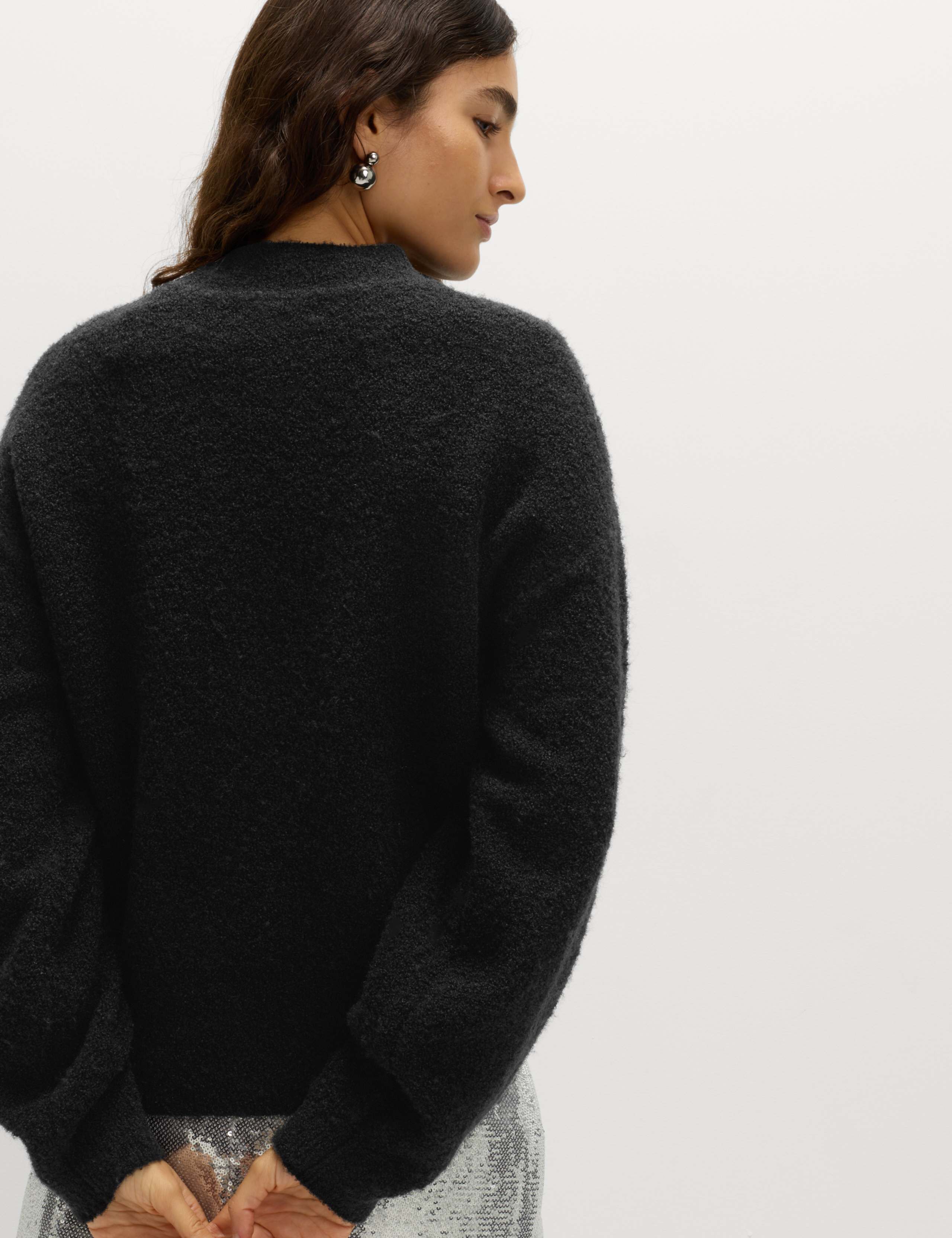 Wool Blend Textured Funnel Neck Jumper 4 of 5