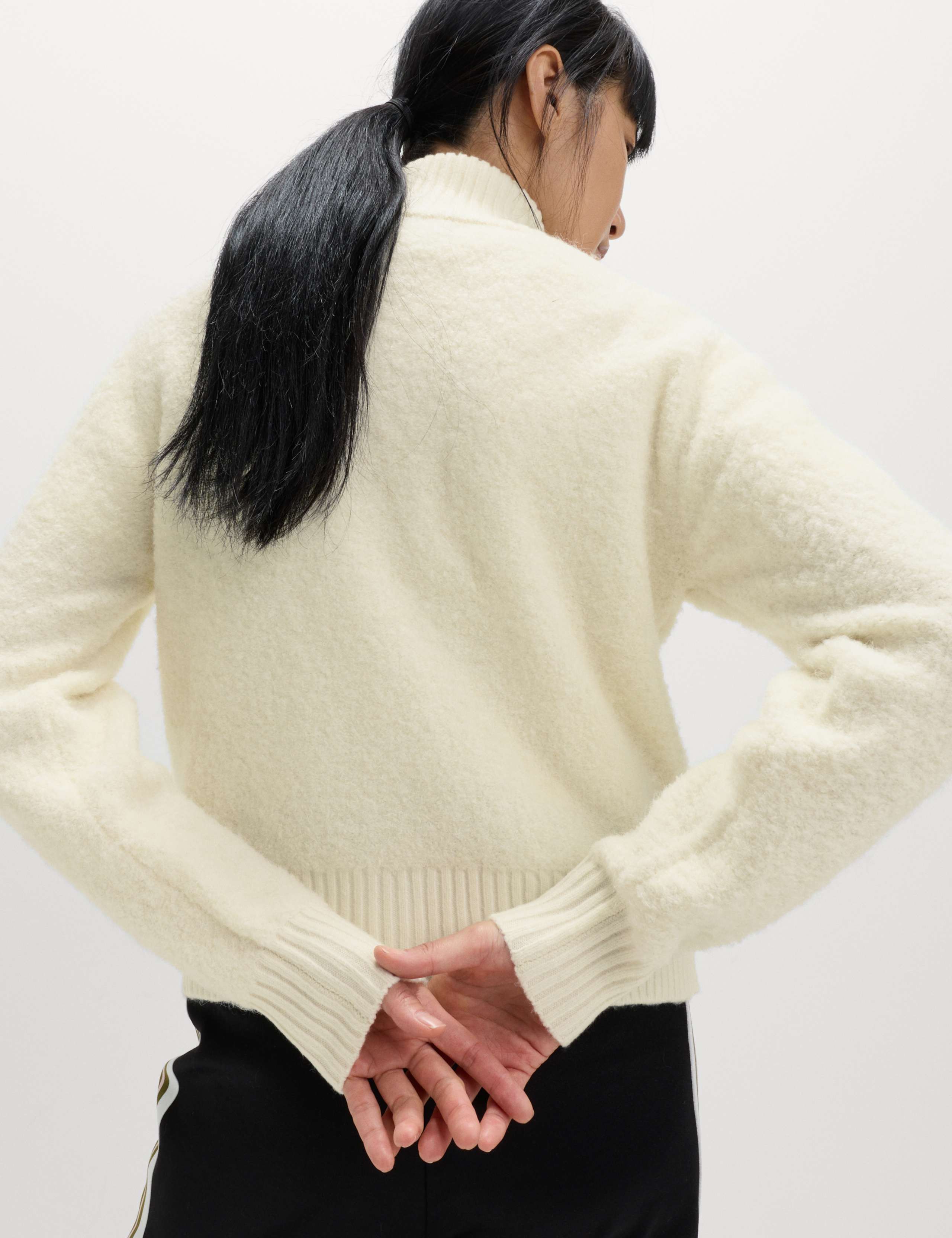 Boucle Funnel Neck Bomber Cardigan with Wool 5 of 5