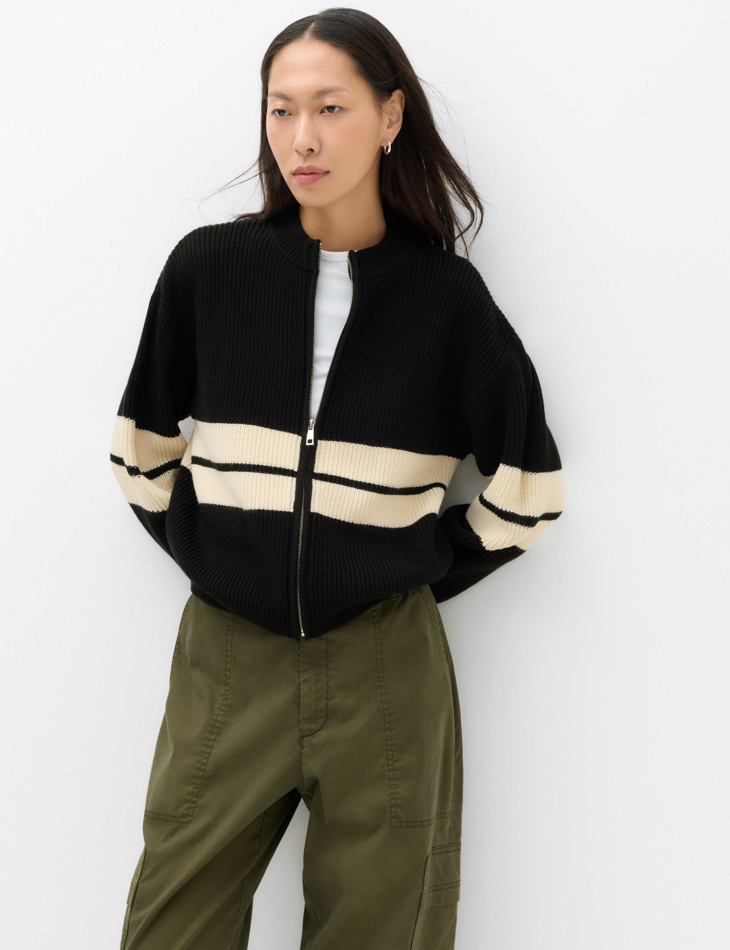 Striped Relaxed Knitted Jacket 5 of 5
