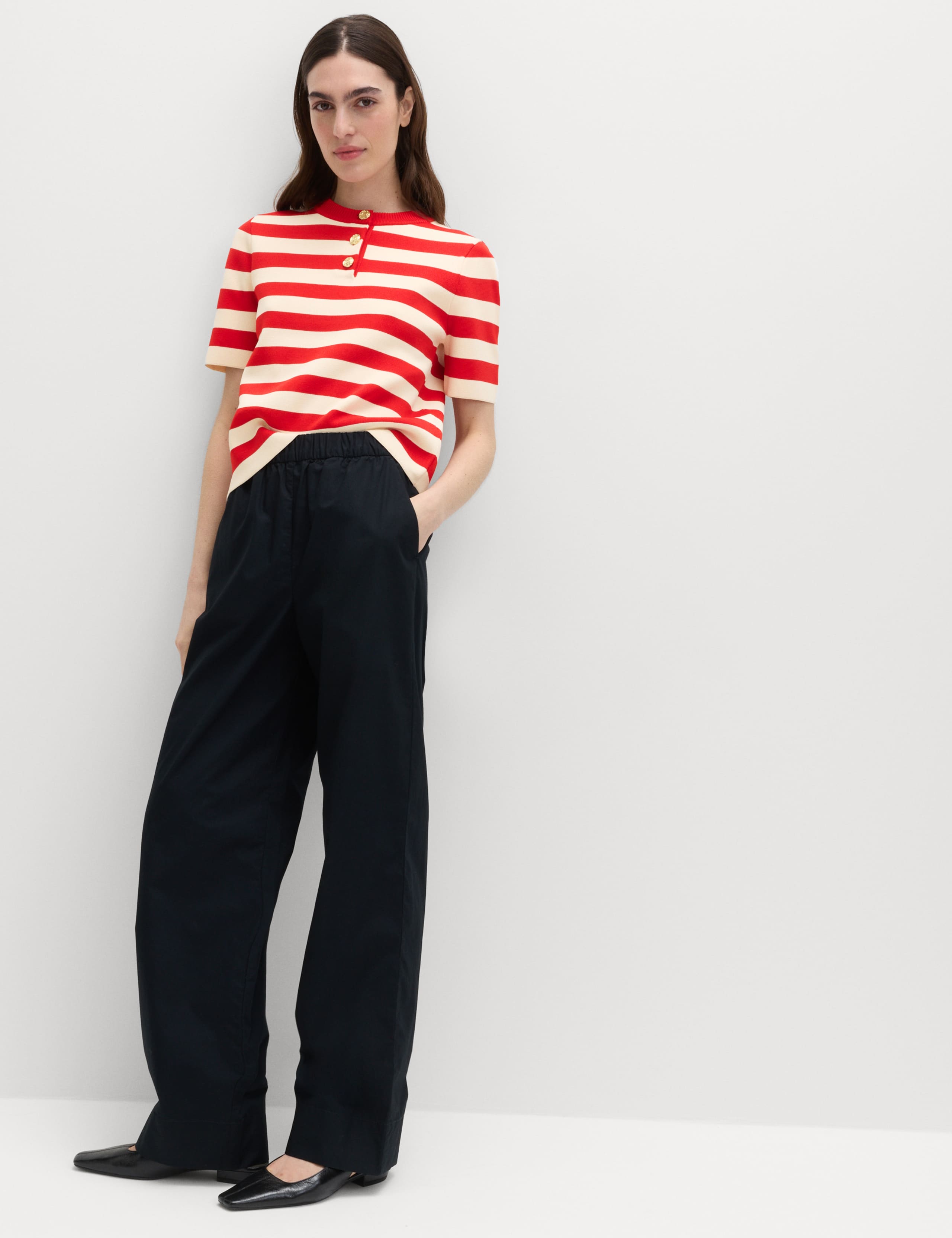 Striped Round Neck Knitted Slim Fit Top 3 of 5