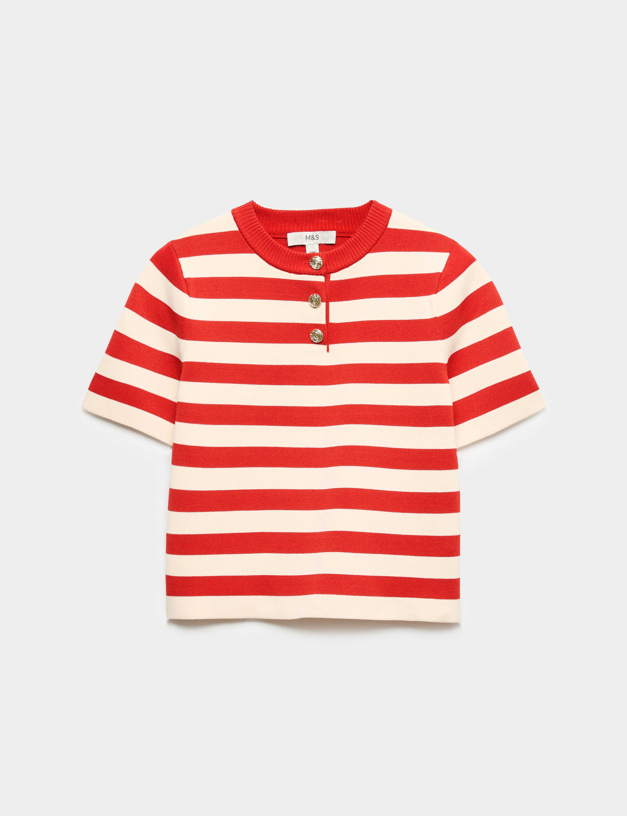 Striped Round Neck Knitted Slim Fit Top 2 of 5