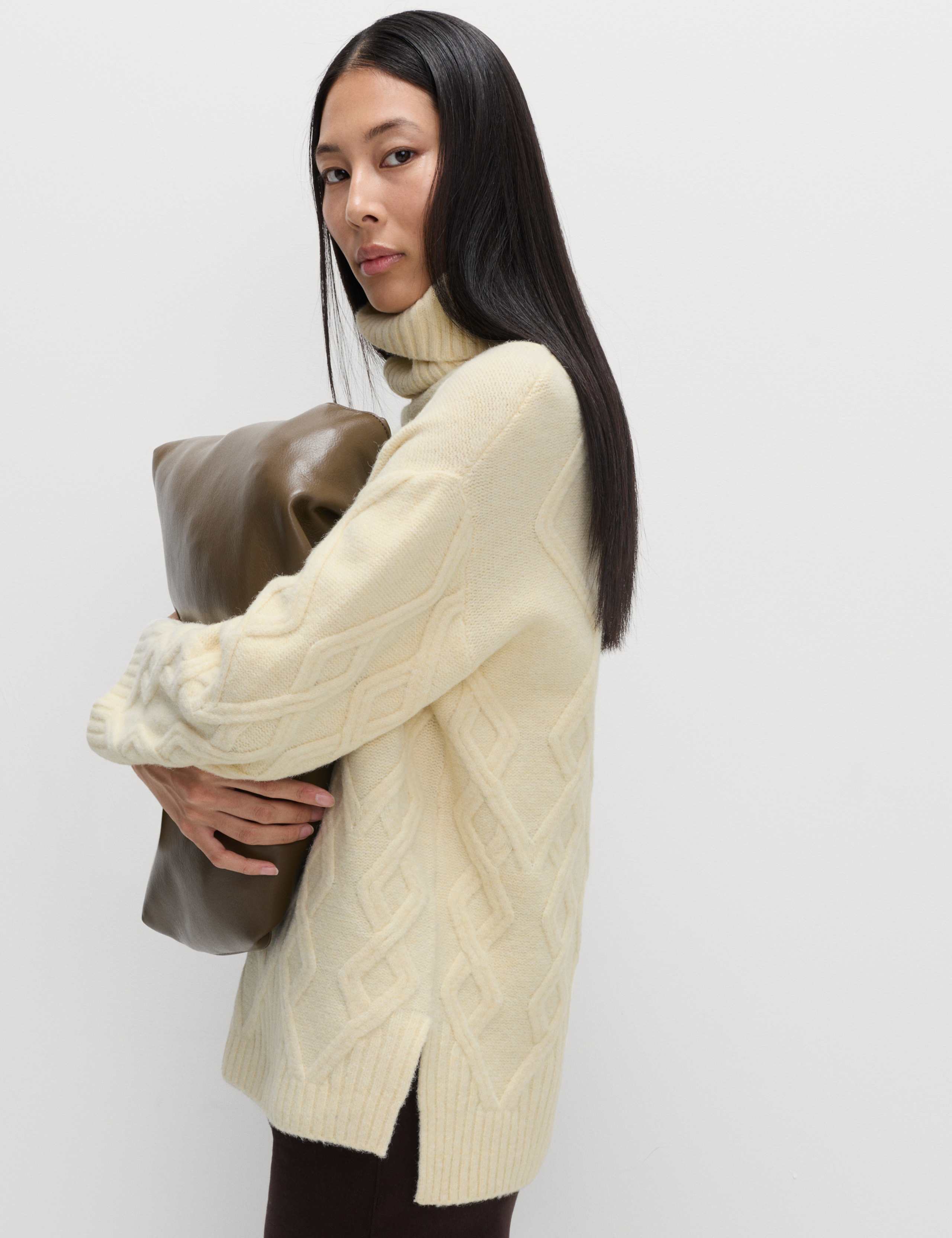 Cable Knit Longline Jumper with Wool 4 of 6