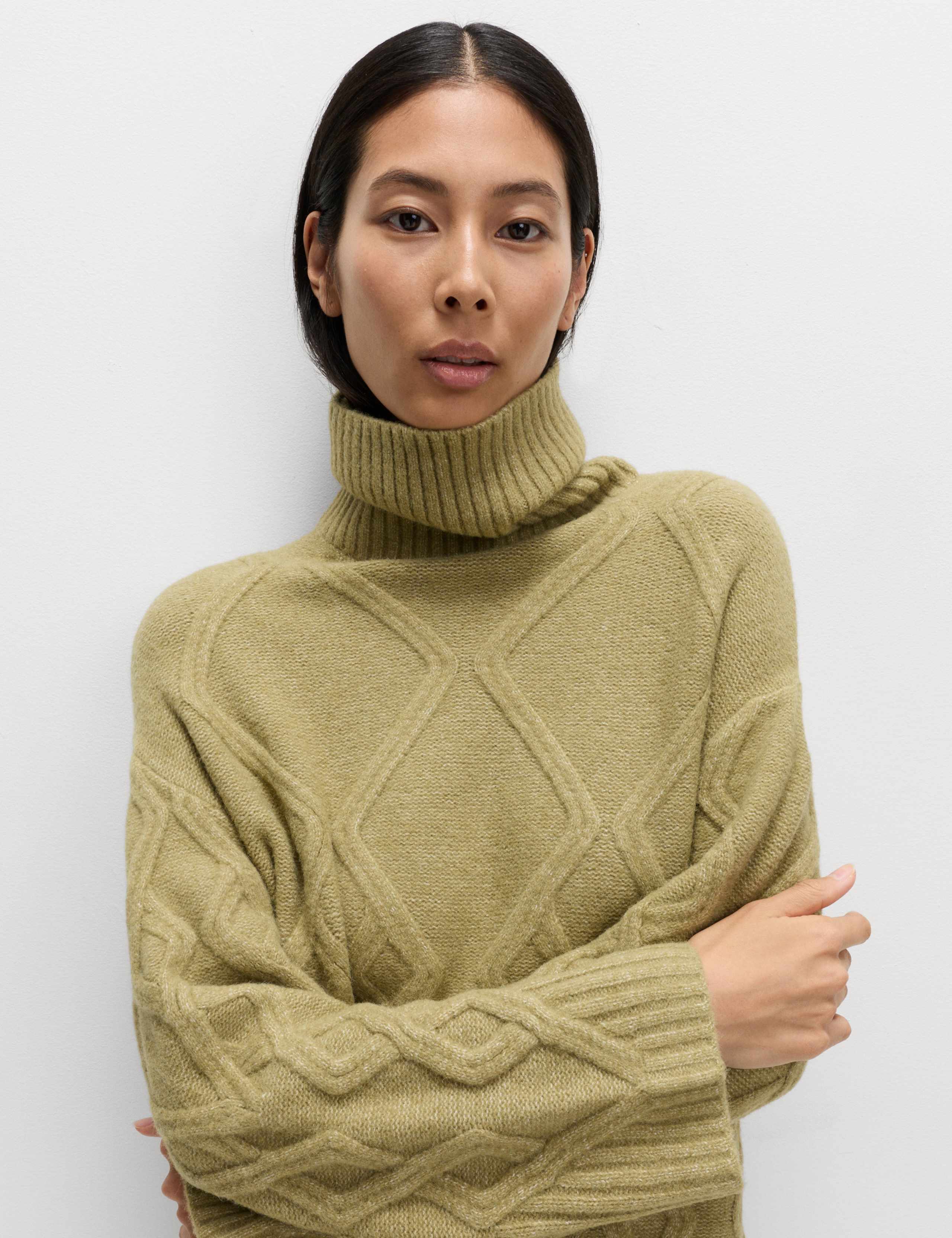 Cable Knit Longline Jumper with Wool 5 of 6