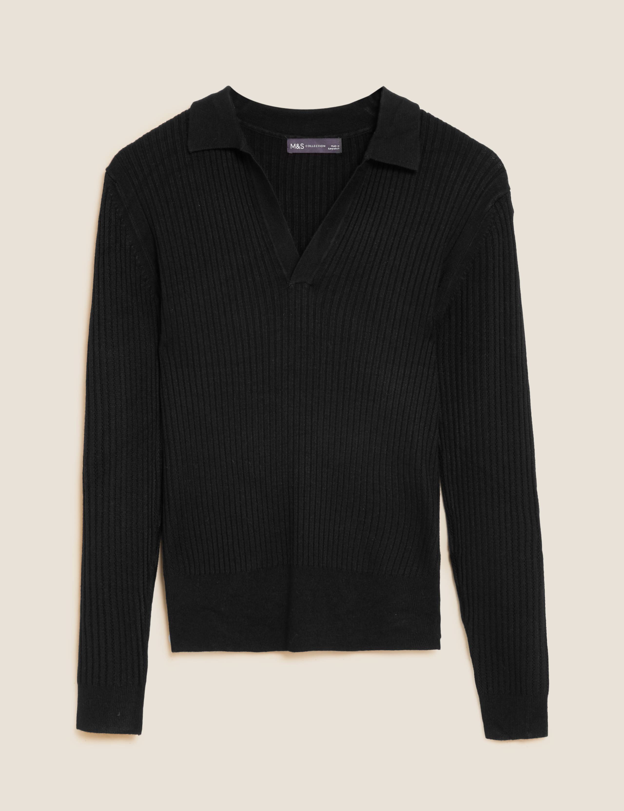 Ribbed Collared V-Neck Jumper 2 of 6