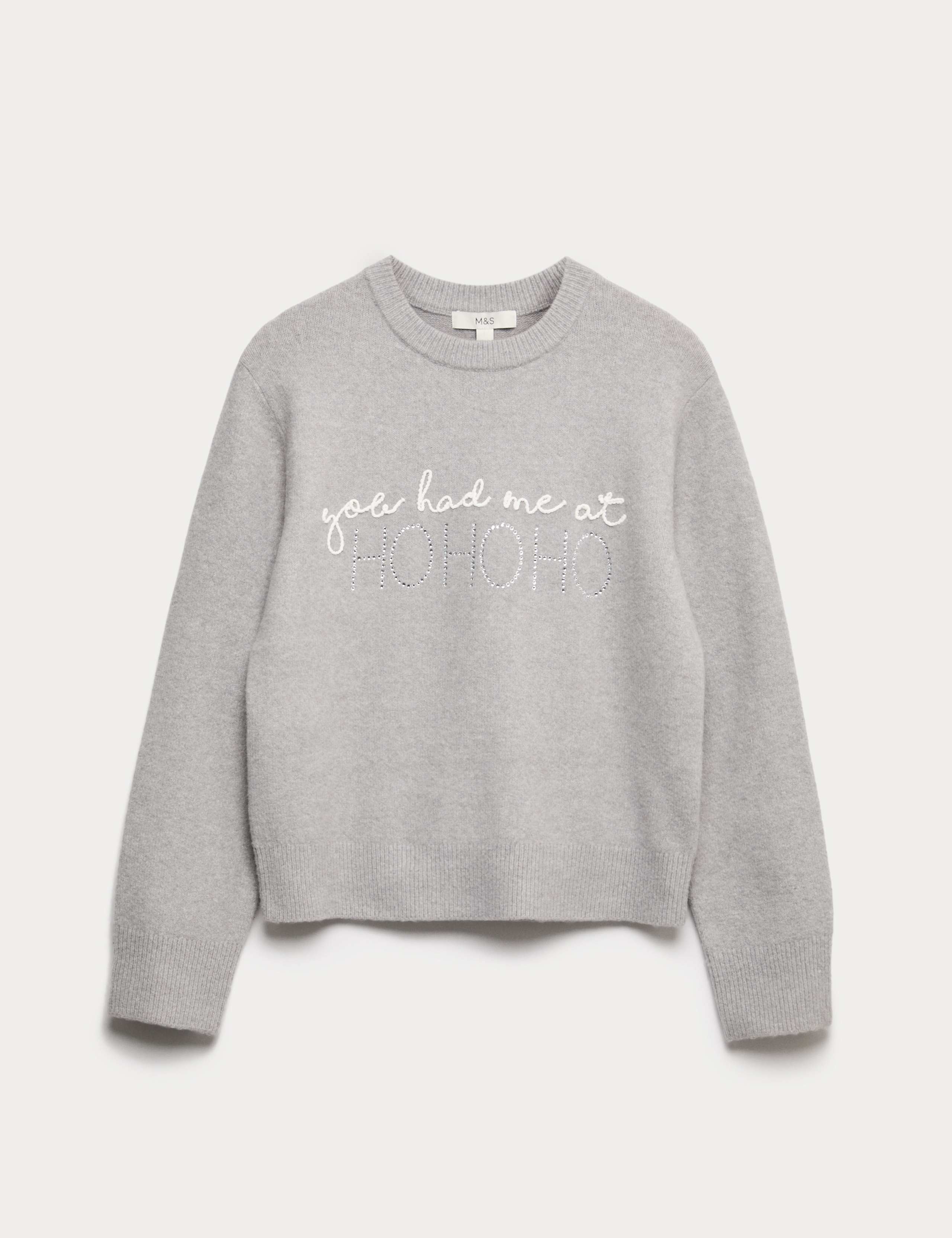 Slogan Crew Neck Jumper with Wool 2 of 5