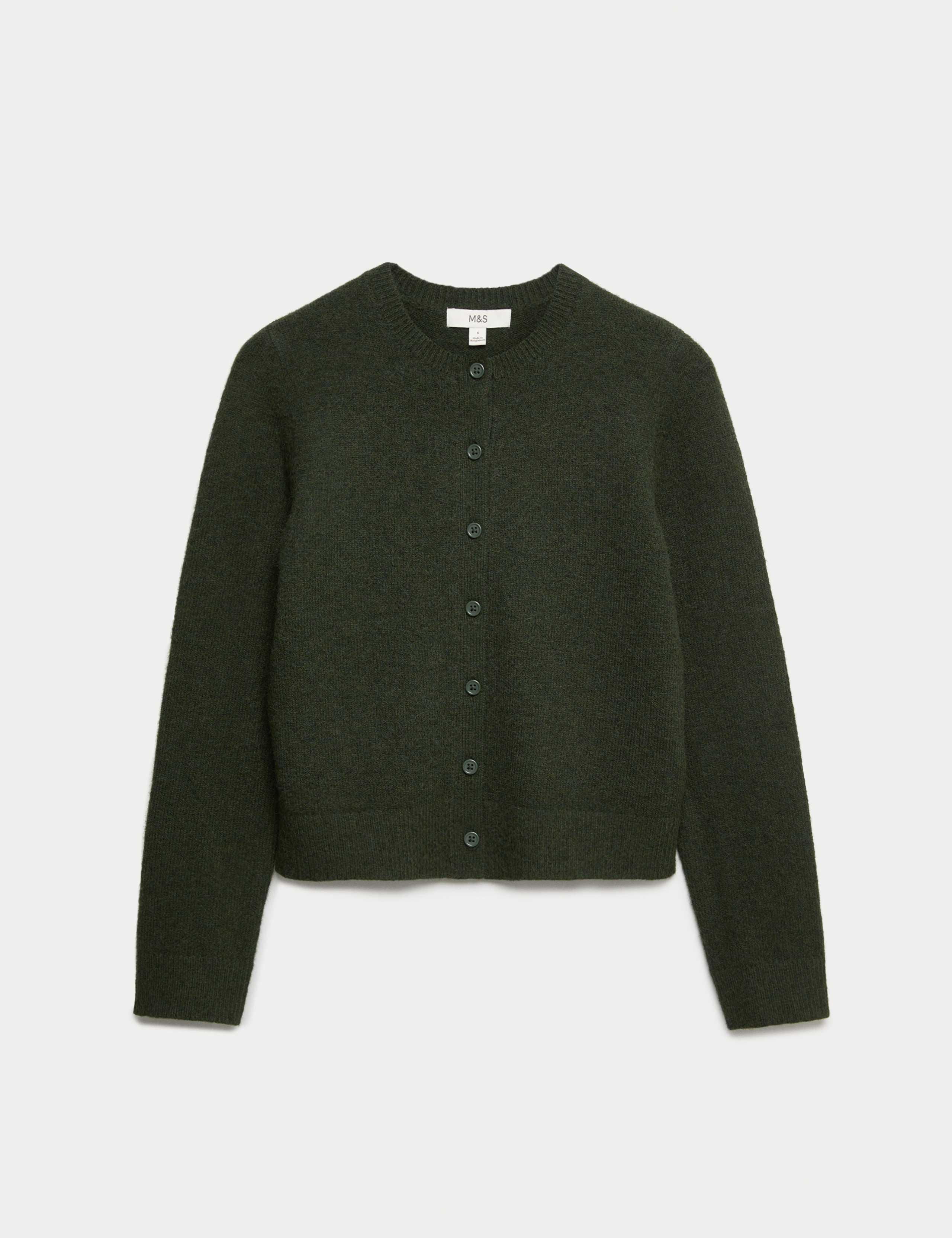 Crew Neck Cardigan with Wool | M&S | M&S
