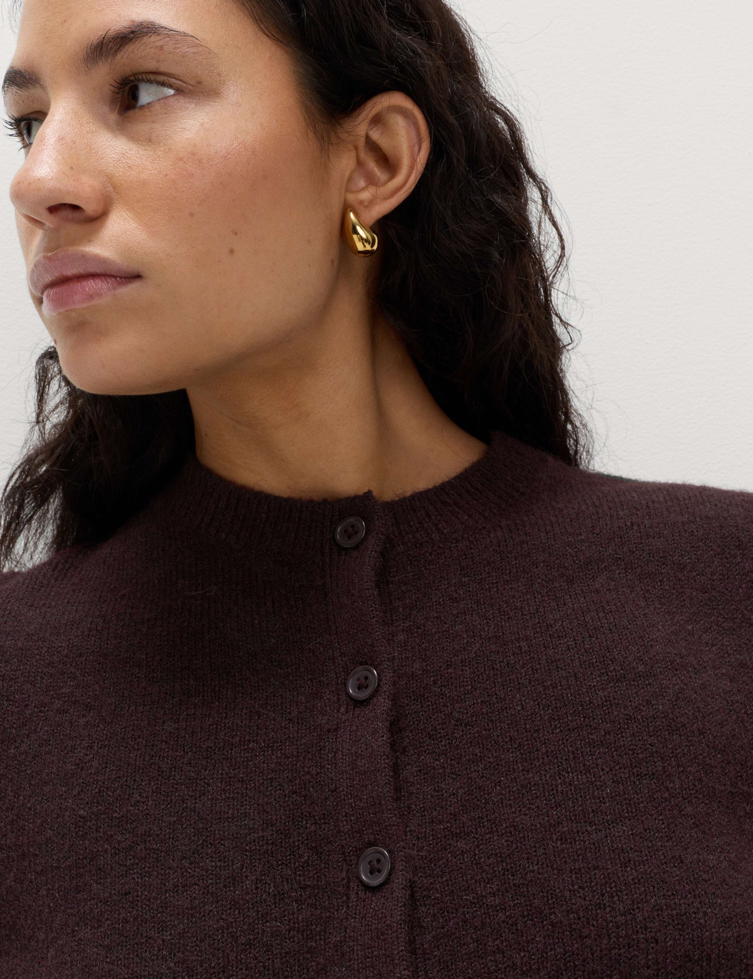 Crew Neck Cardigan with Wool 3 of 5