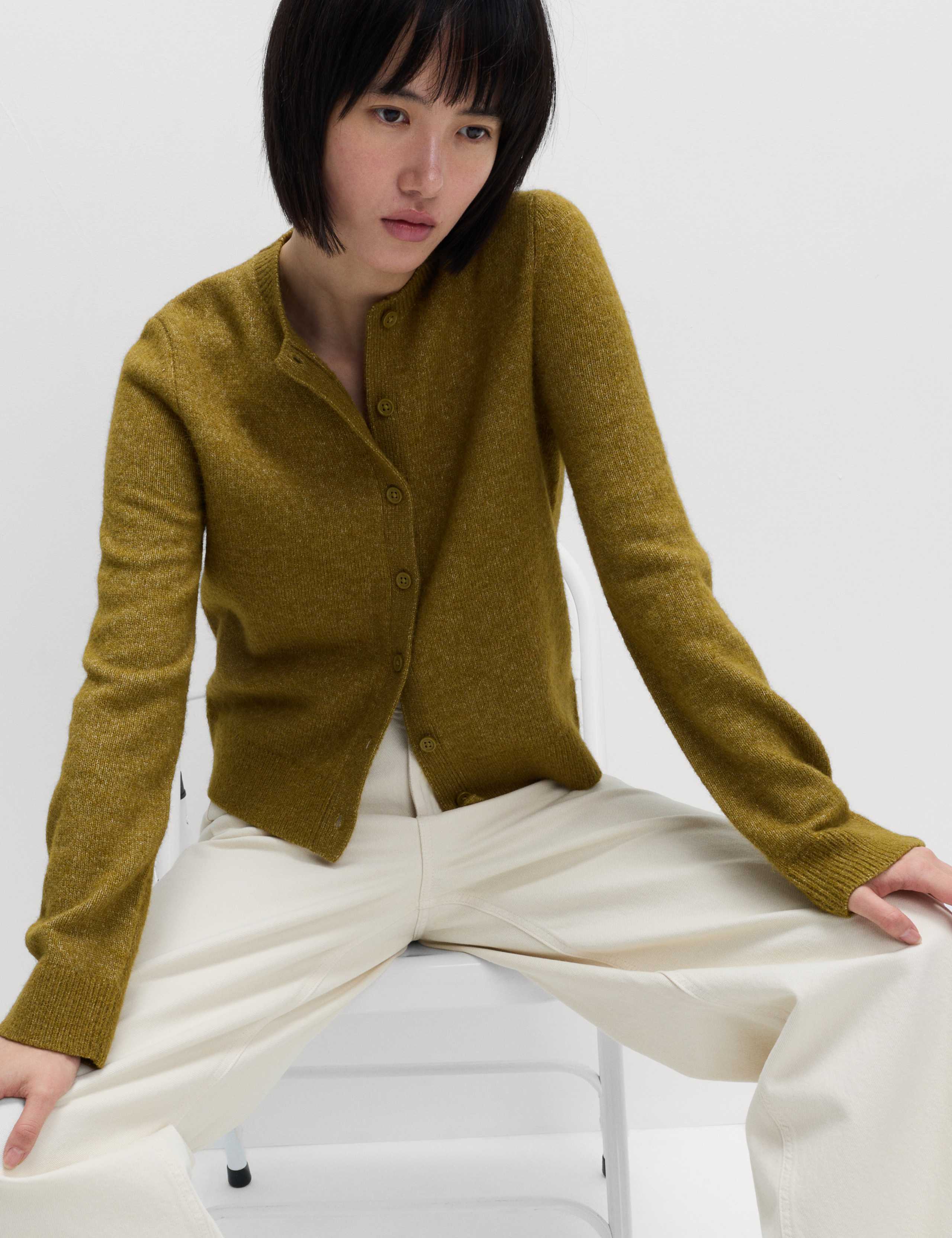 Crew Neck Cardigan with Wool 2 of 3