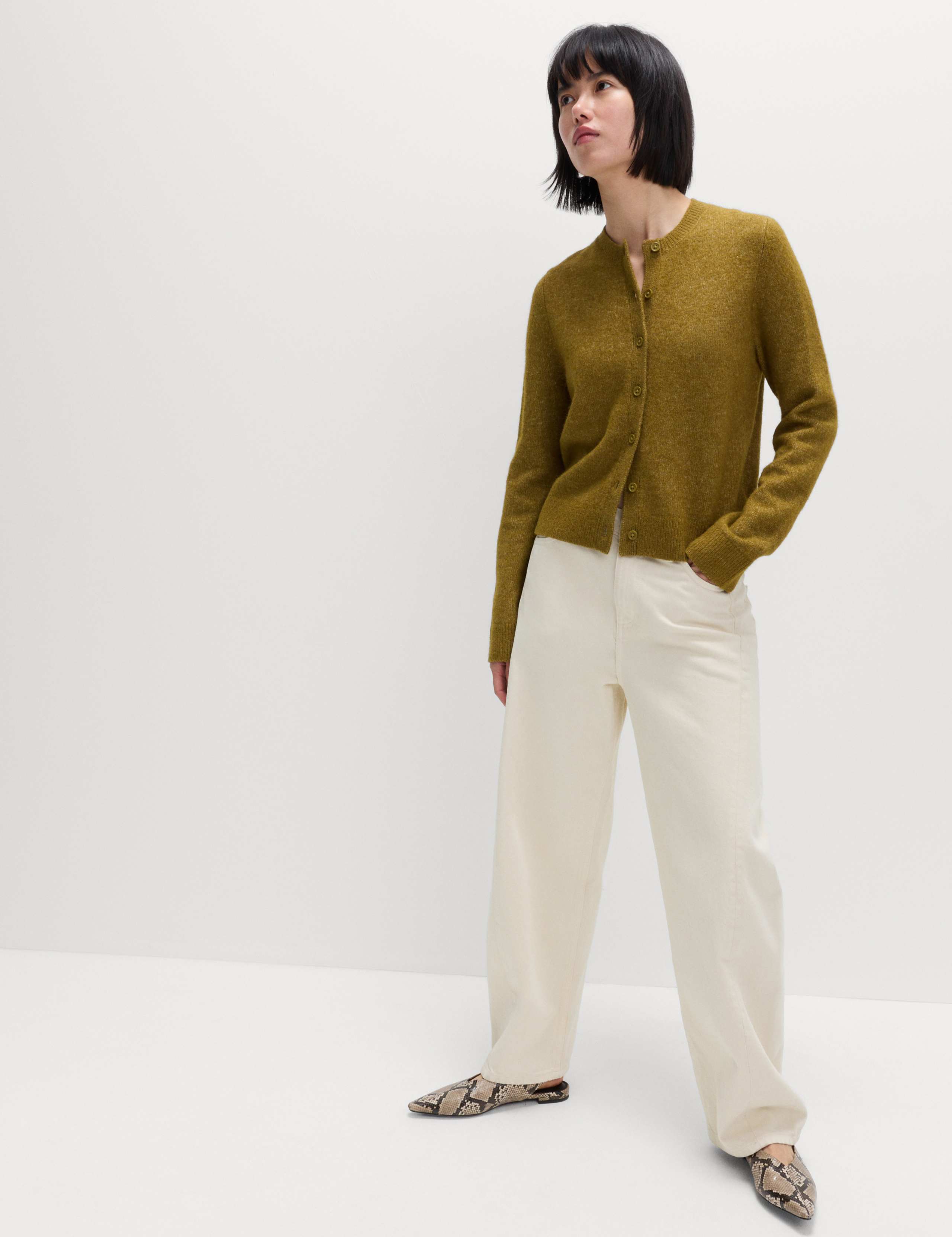 Crew Neck Cardigan with Wool 3 of 3