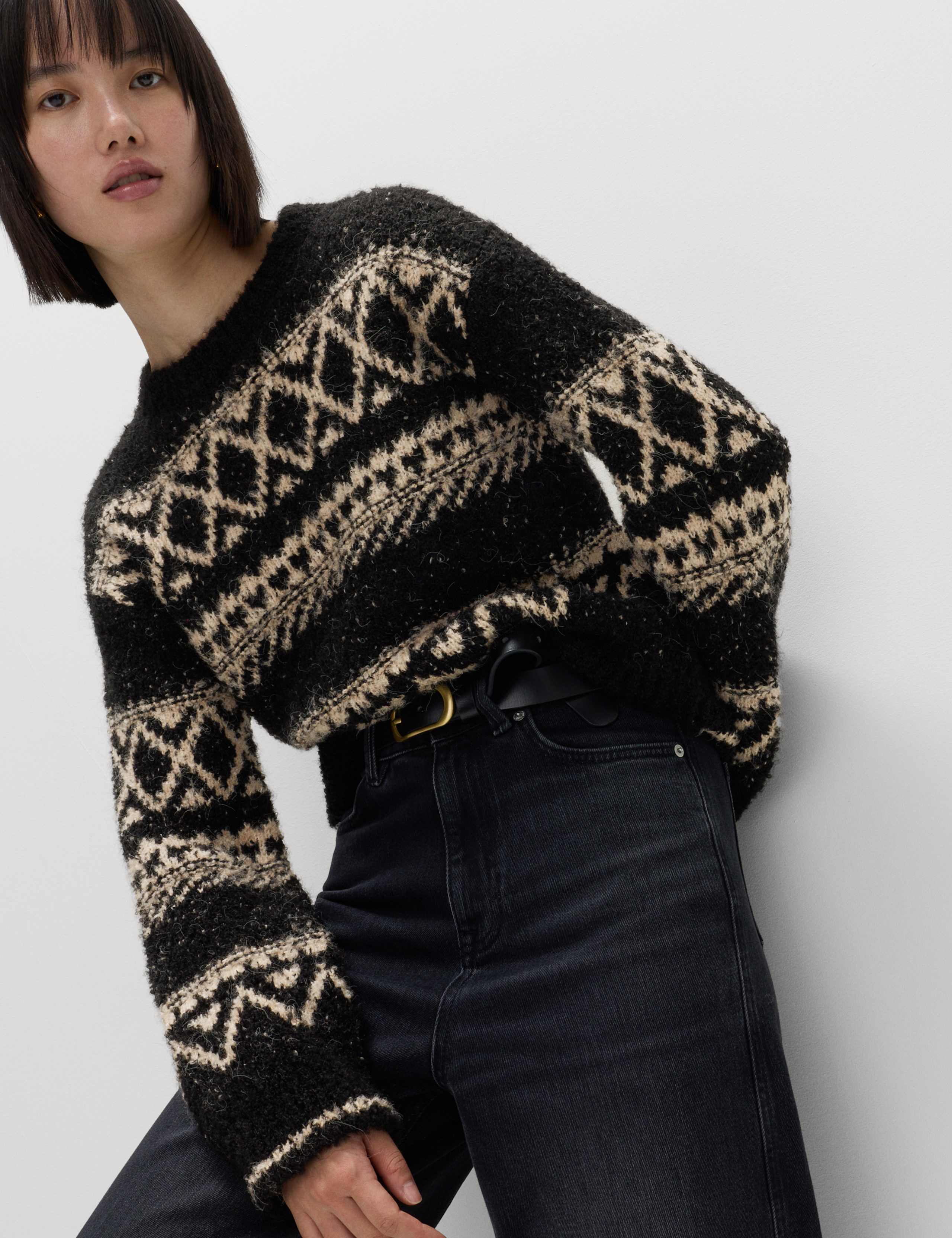 Bouclé Fair Isle Crew Neck Jumper 1 of 7