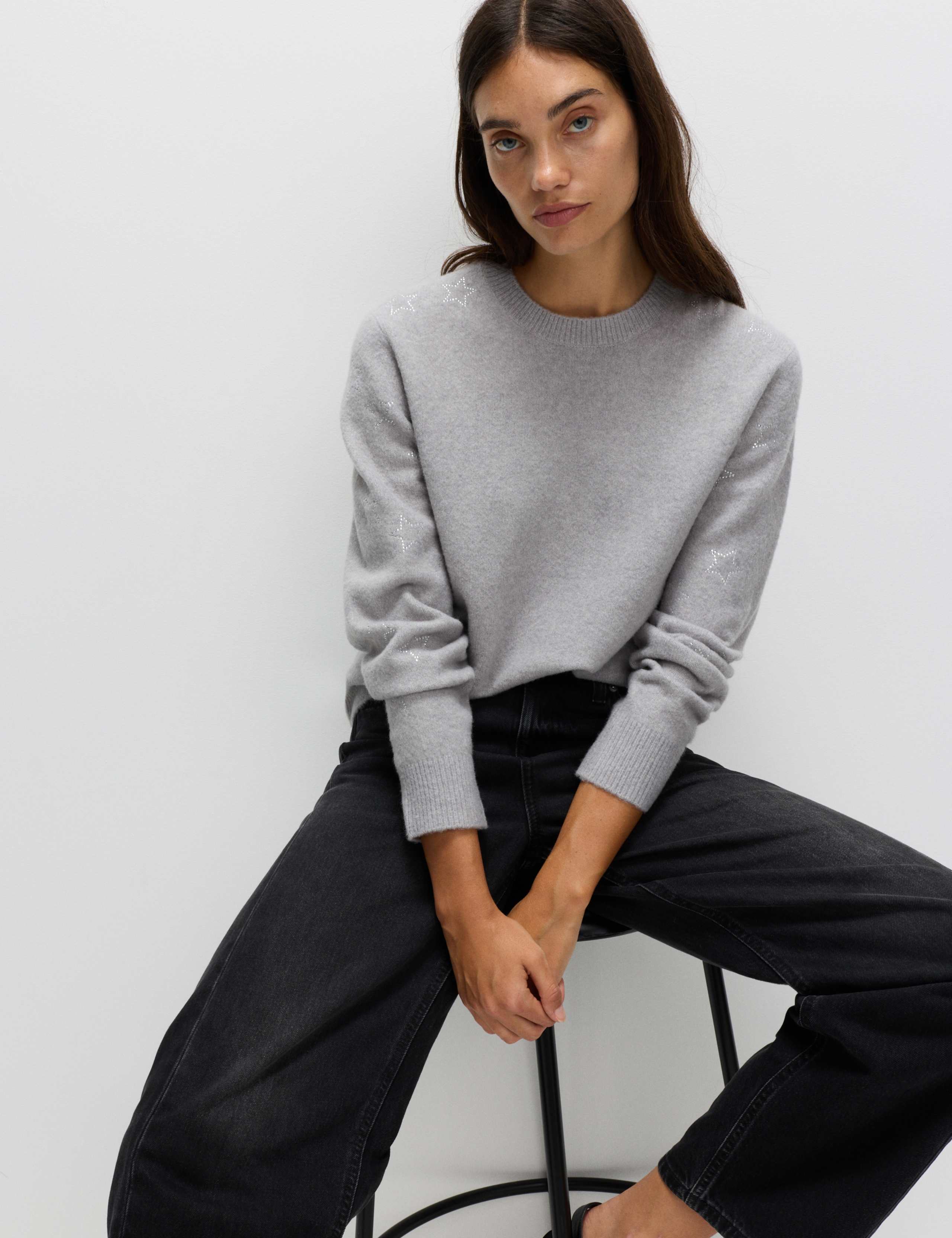 Gem Detail Crew Neck Jumper with Wool 4 of 4