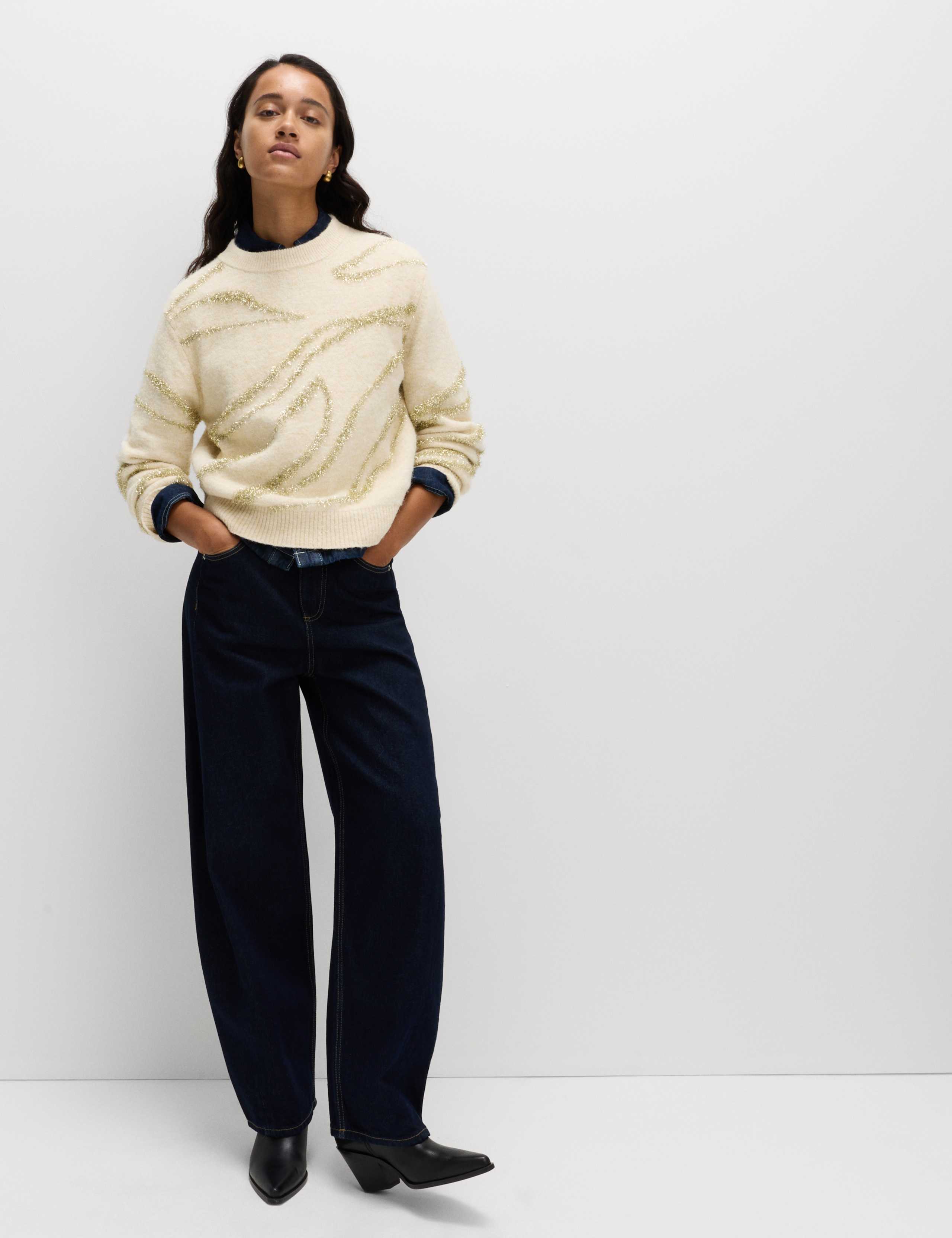 Tinsel Animal Print Jumper with Wool 1 of 5