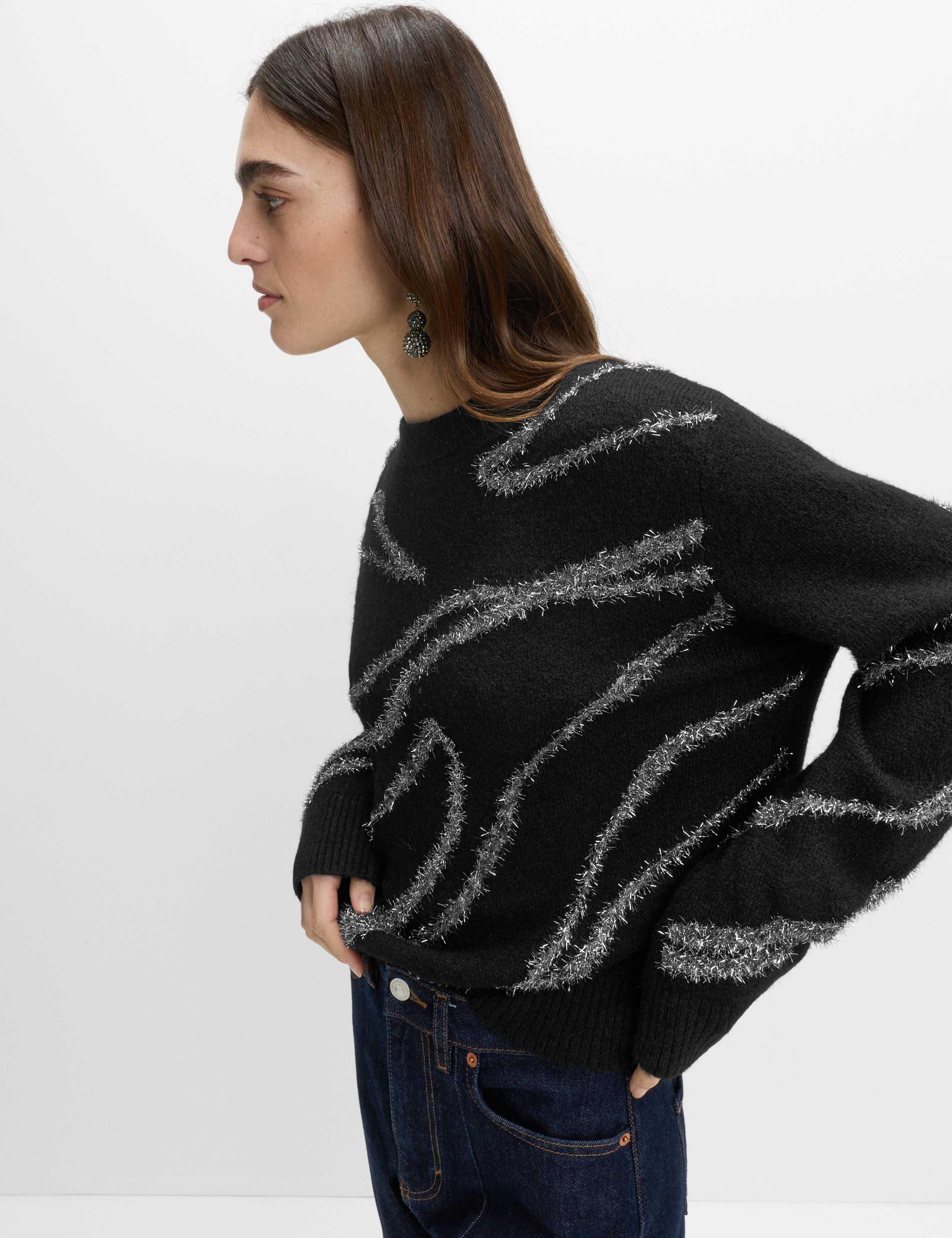 Tinsel Animal Print Jumper with Wool 5 of 6