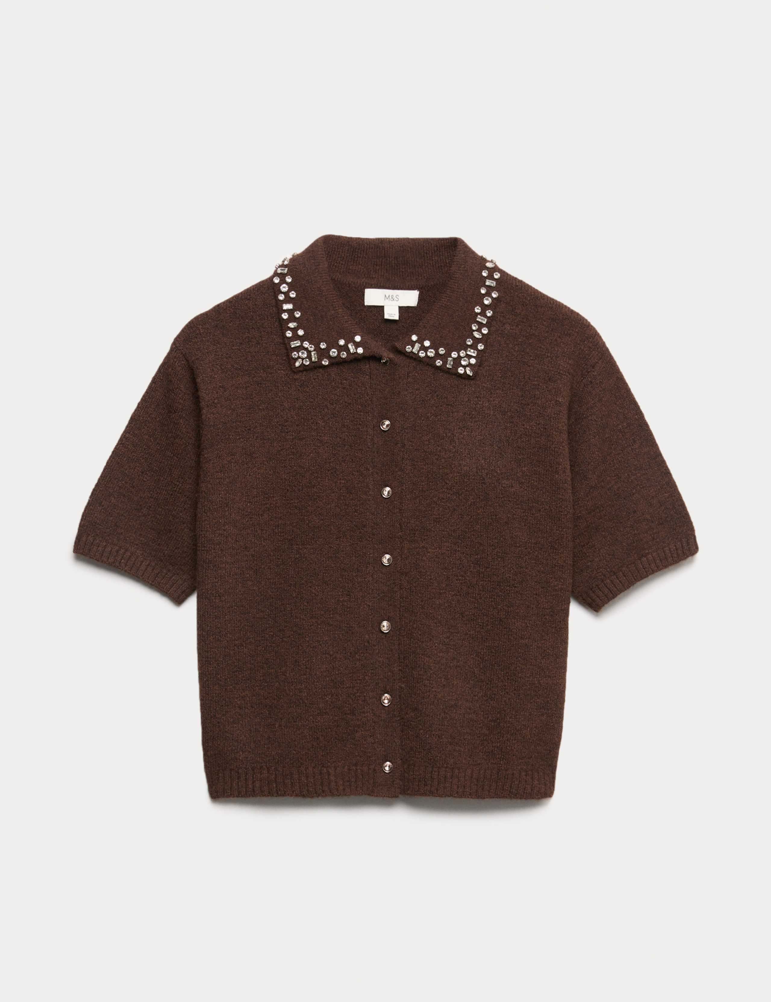 Embellished Cropped Cardigan with Wool 2 of 6