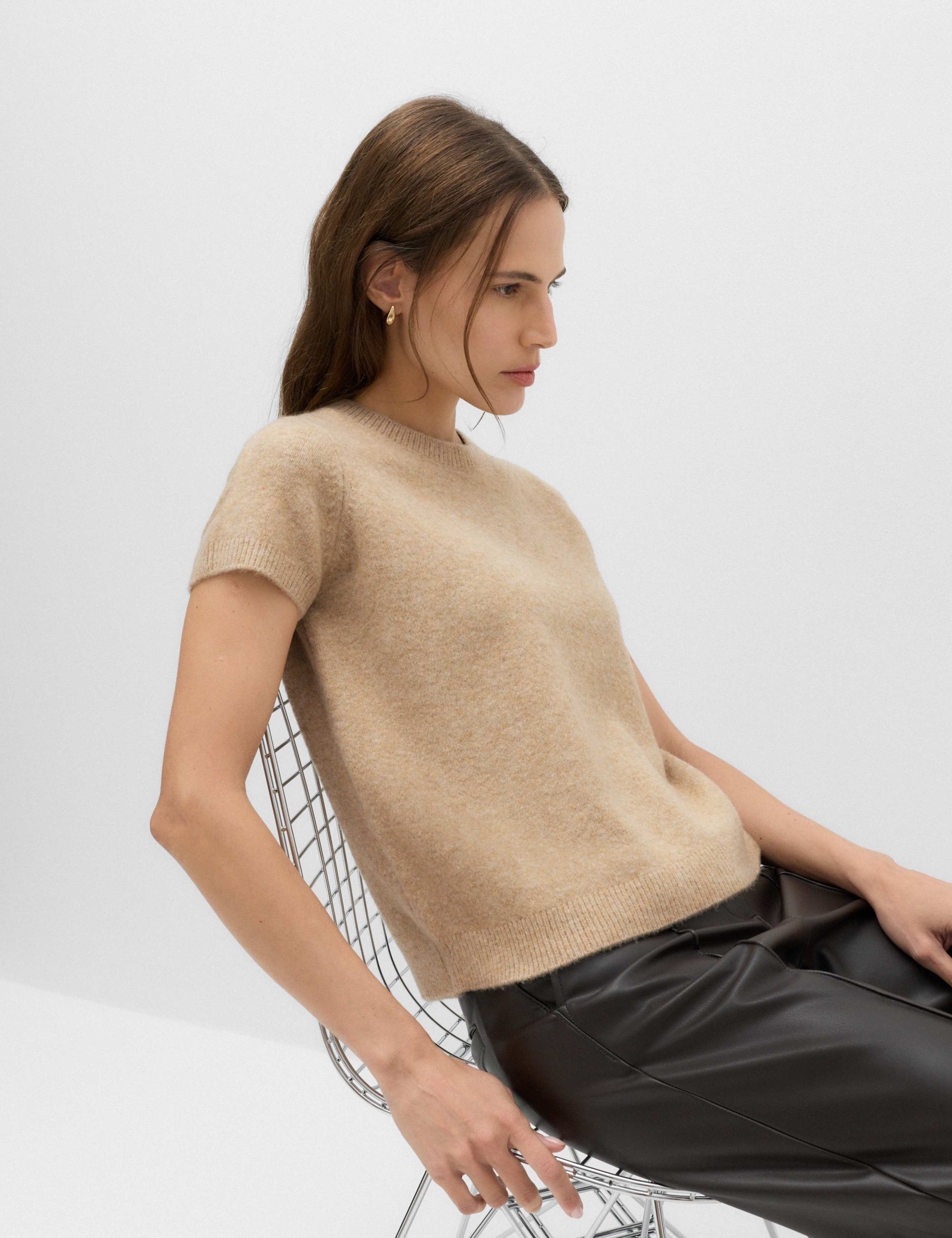 Crew Neck Short Knitted Top With Wool 6 of 6