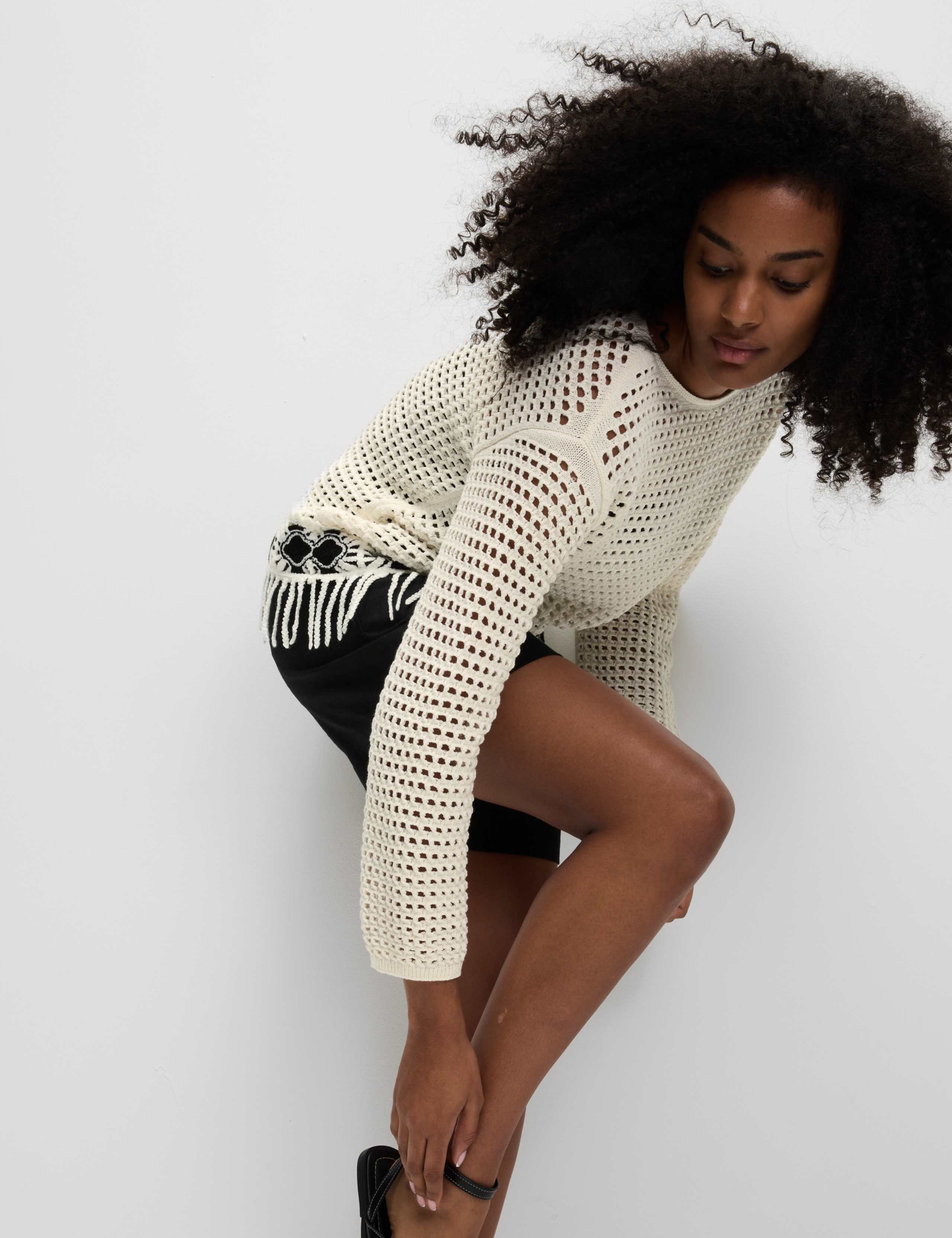 Cotton Rich Textured Fitted Jumper 4 of 7
