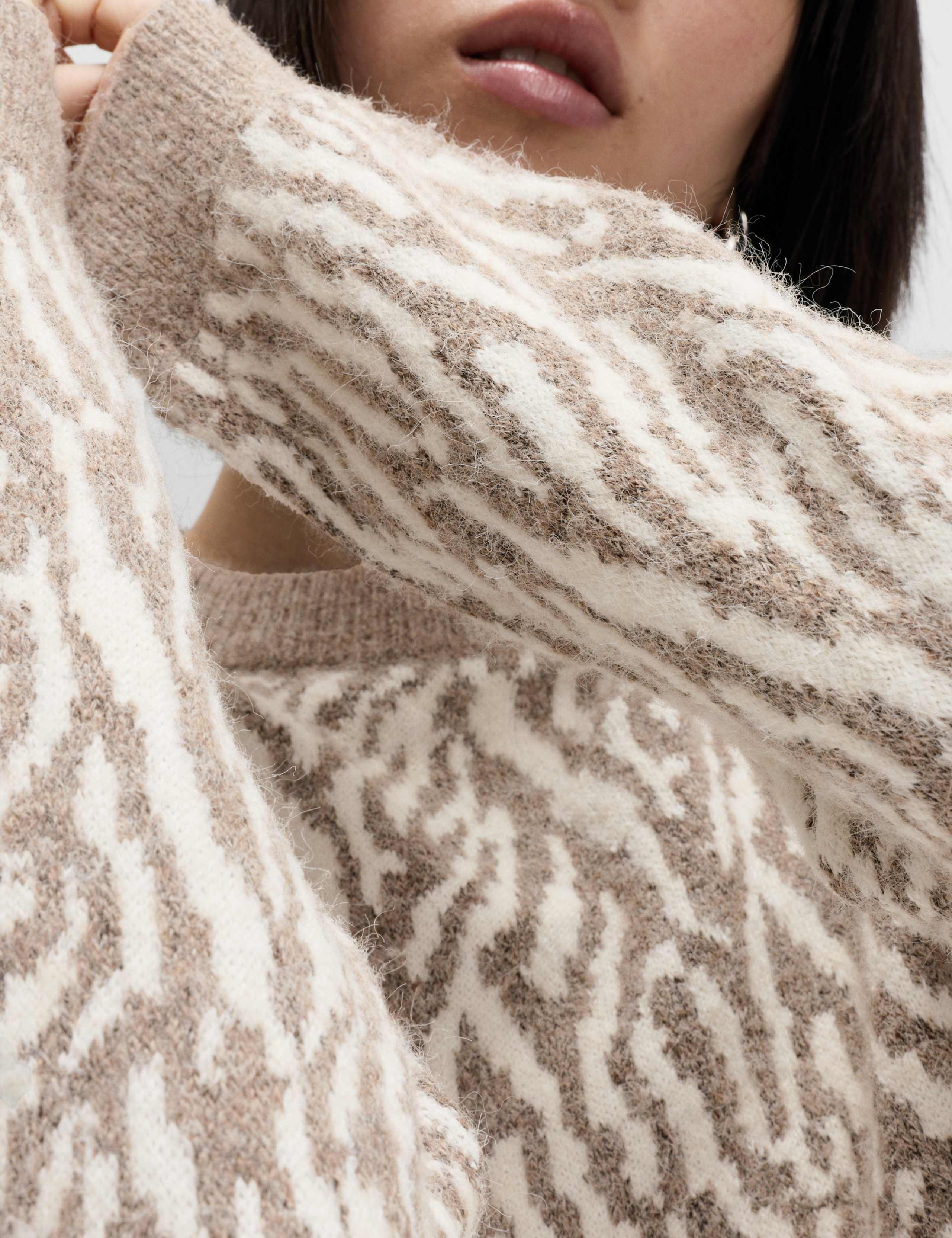 Animal Print Crew Neck Jumper with Wool 2 of 2