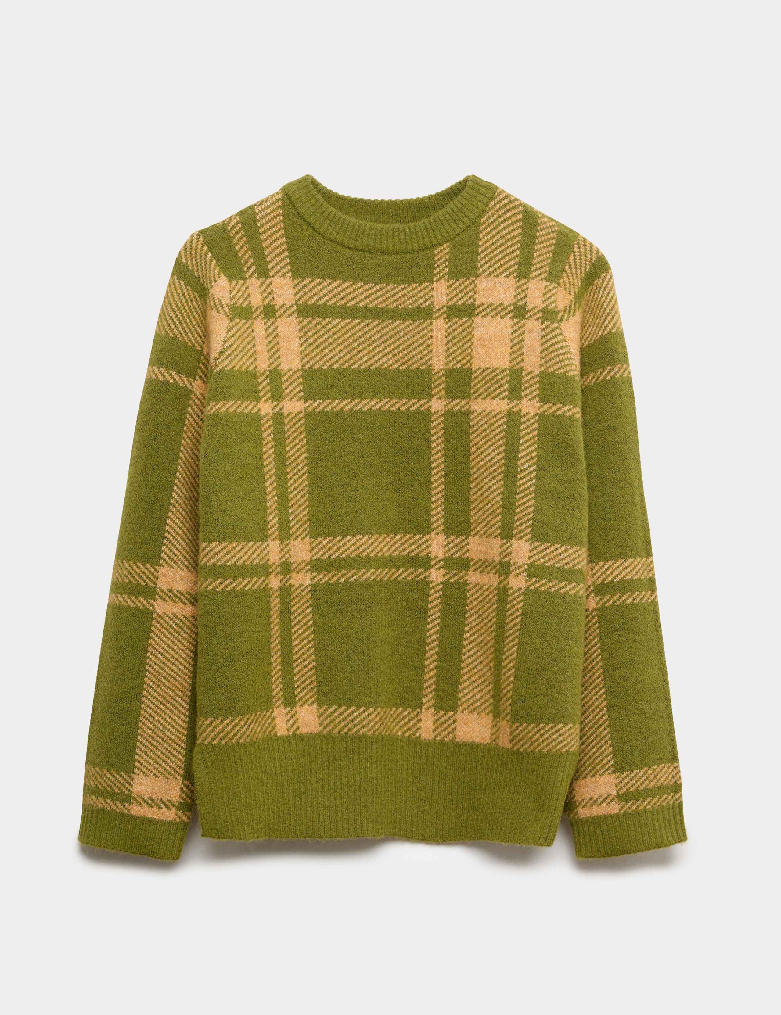 Checked Crew Neck Relaxed Fit Jumper With Wool 2 of 2