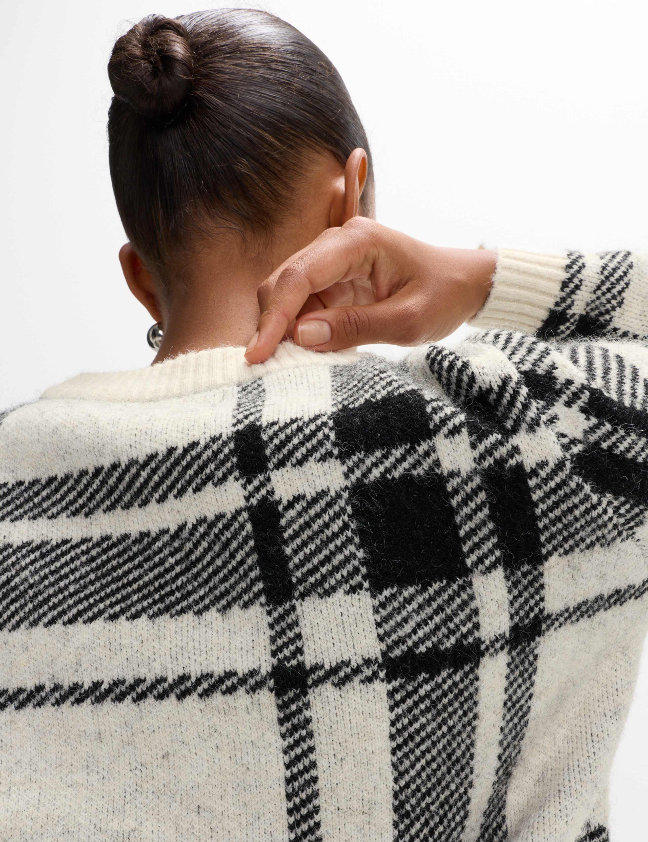 Checked Crew Neck Relaxed Fit Jumper With Wool 6 of 6