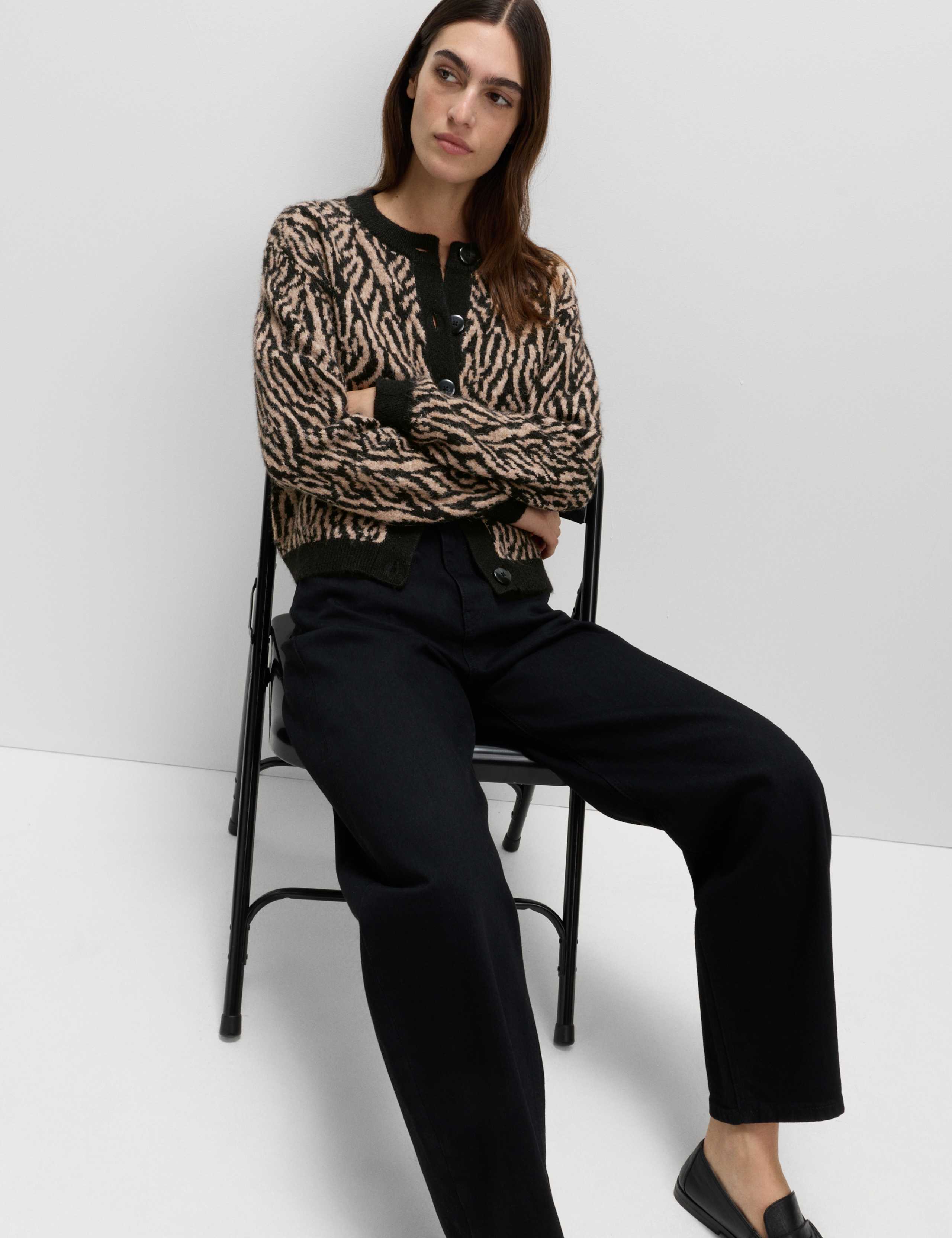 Animal Print Button Front Cardigan With Wool 6 of 6