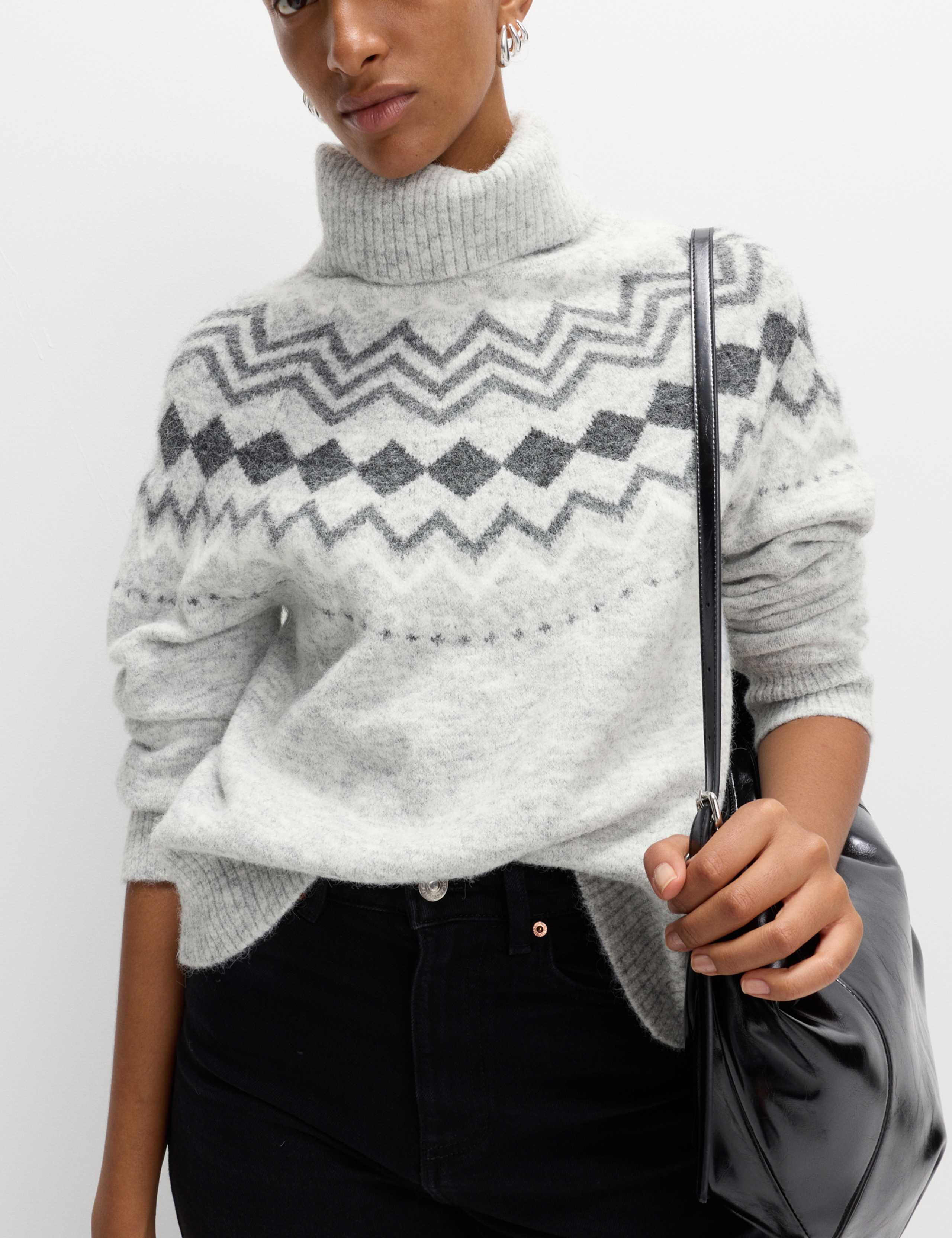 Fair Isle Roll Neck Jumper with Wool 4 of 5