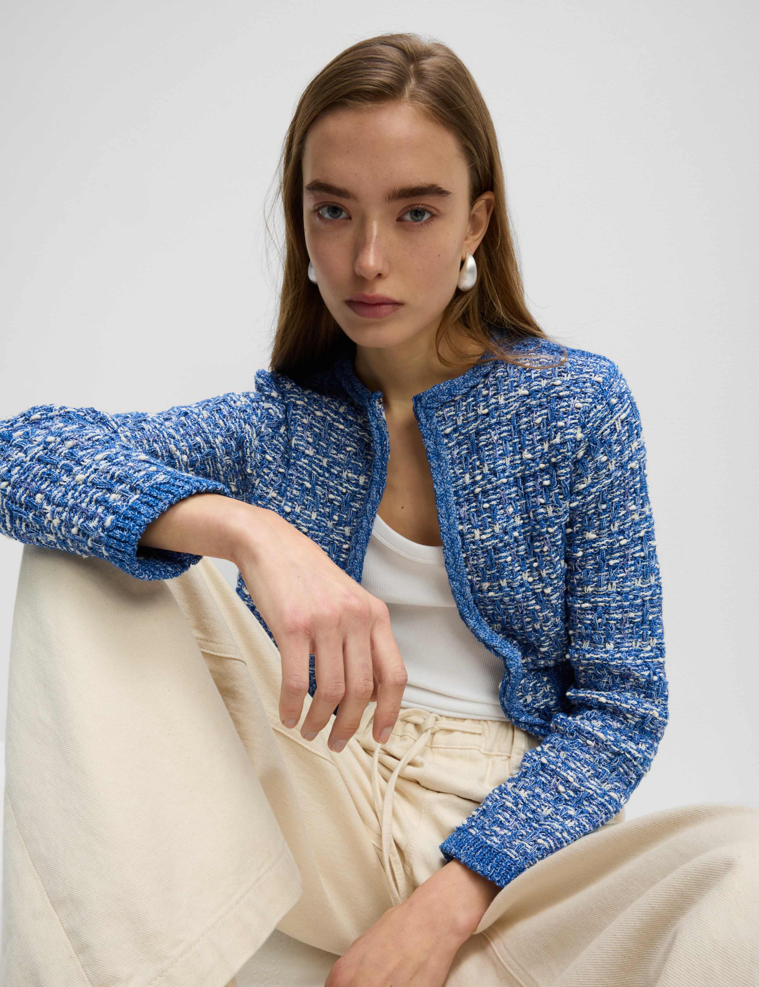 Cotton Rich Textured Cropped Knitted Jacket 4 of 6
