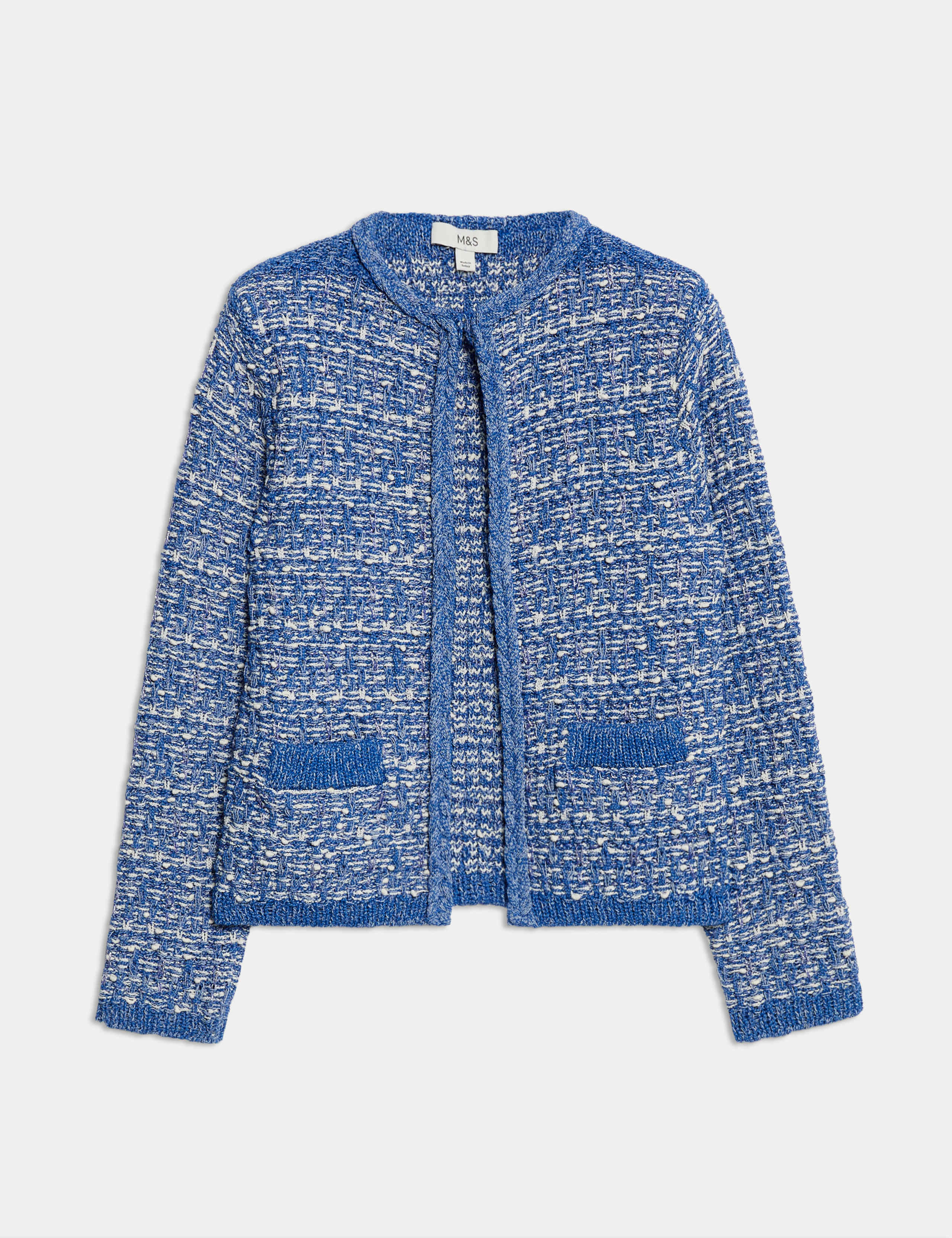 Cotton Rich Textured Cropped Knitted Jacket 2 of 6