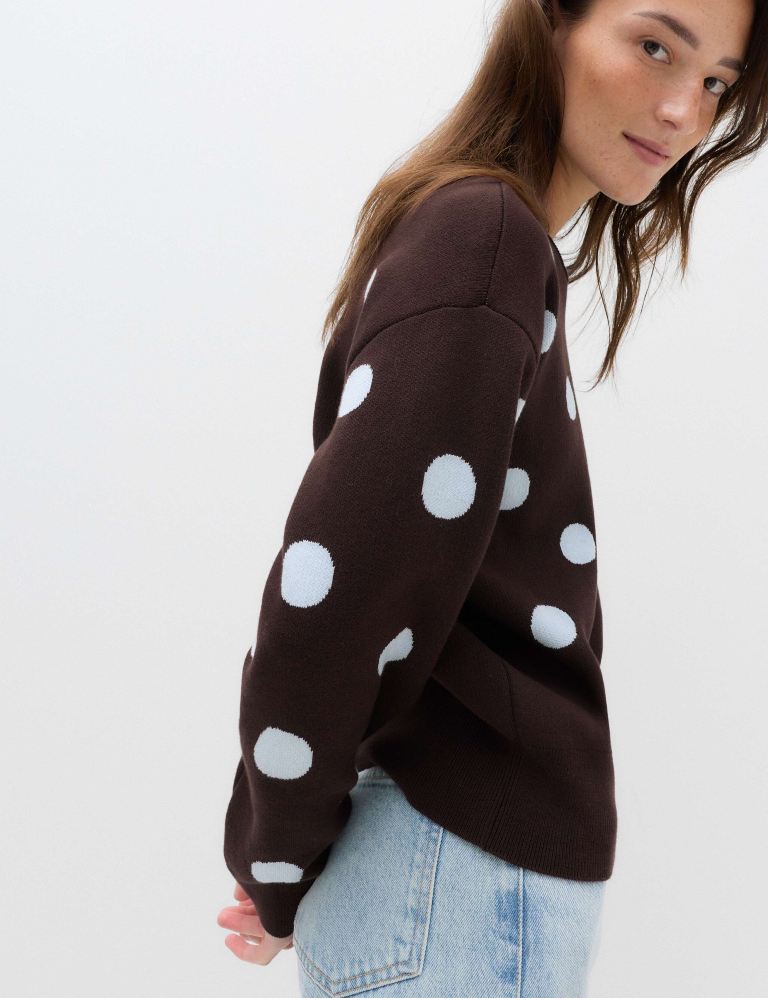 Cotton Rich Polka Dot Crew Neck Jumper 3 of 6