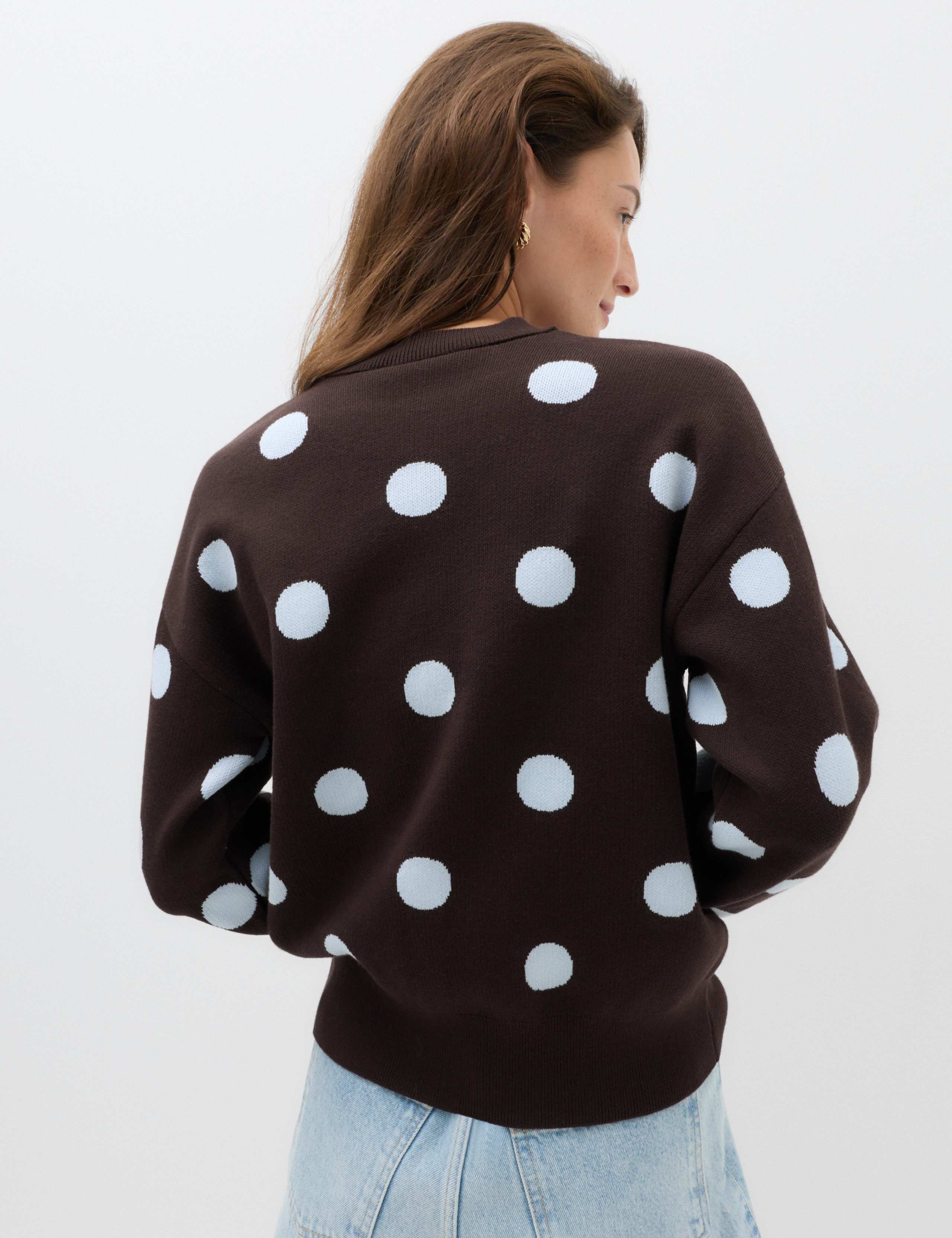 Cotton Rich Polka Dot Crew Neck Jumper 4 of 6
