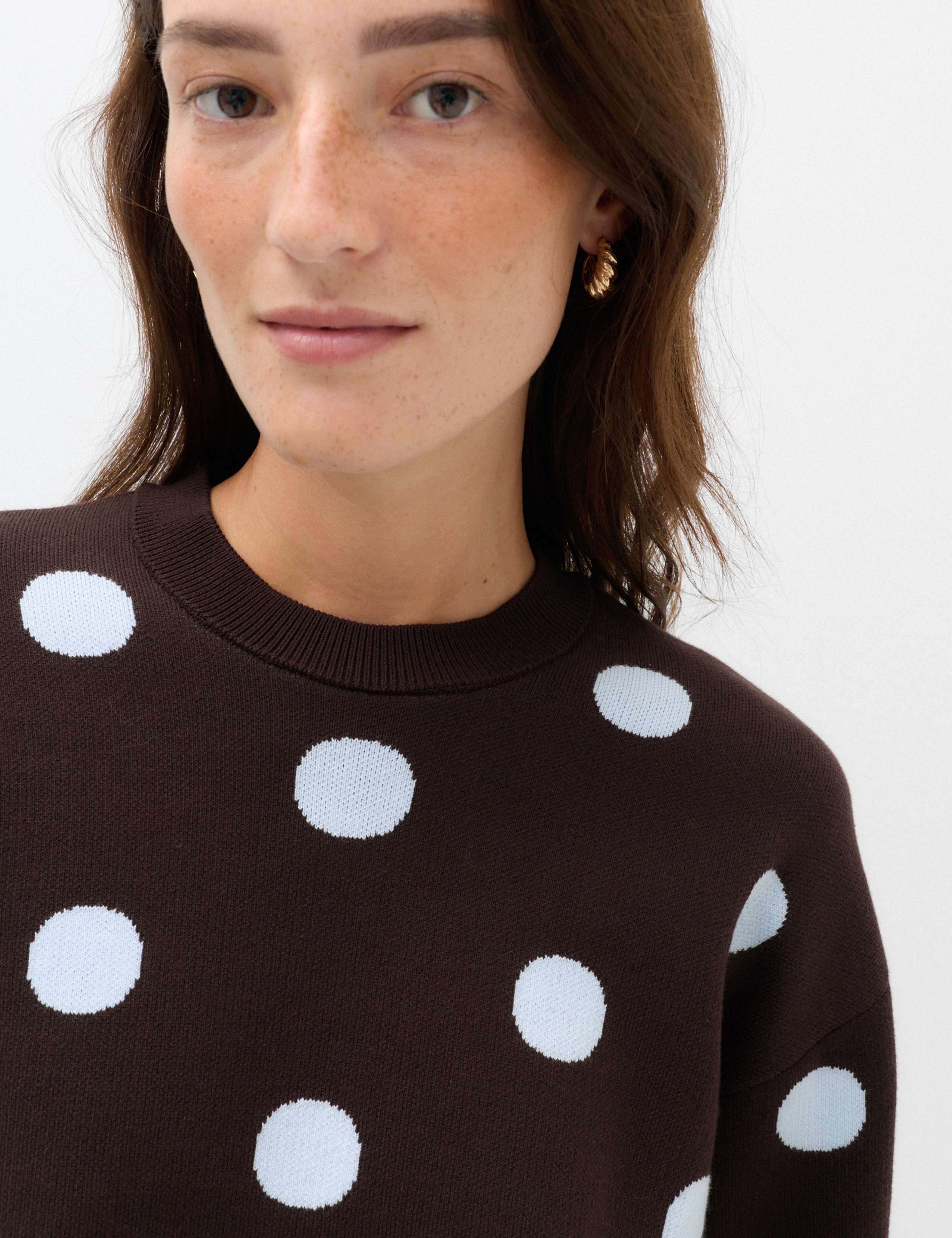 Cotton Rich Polka Dot Crew Neck Jumper 5 of 6