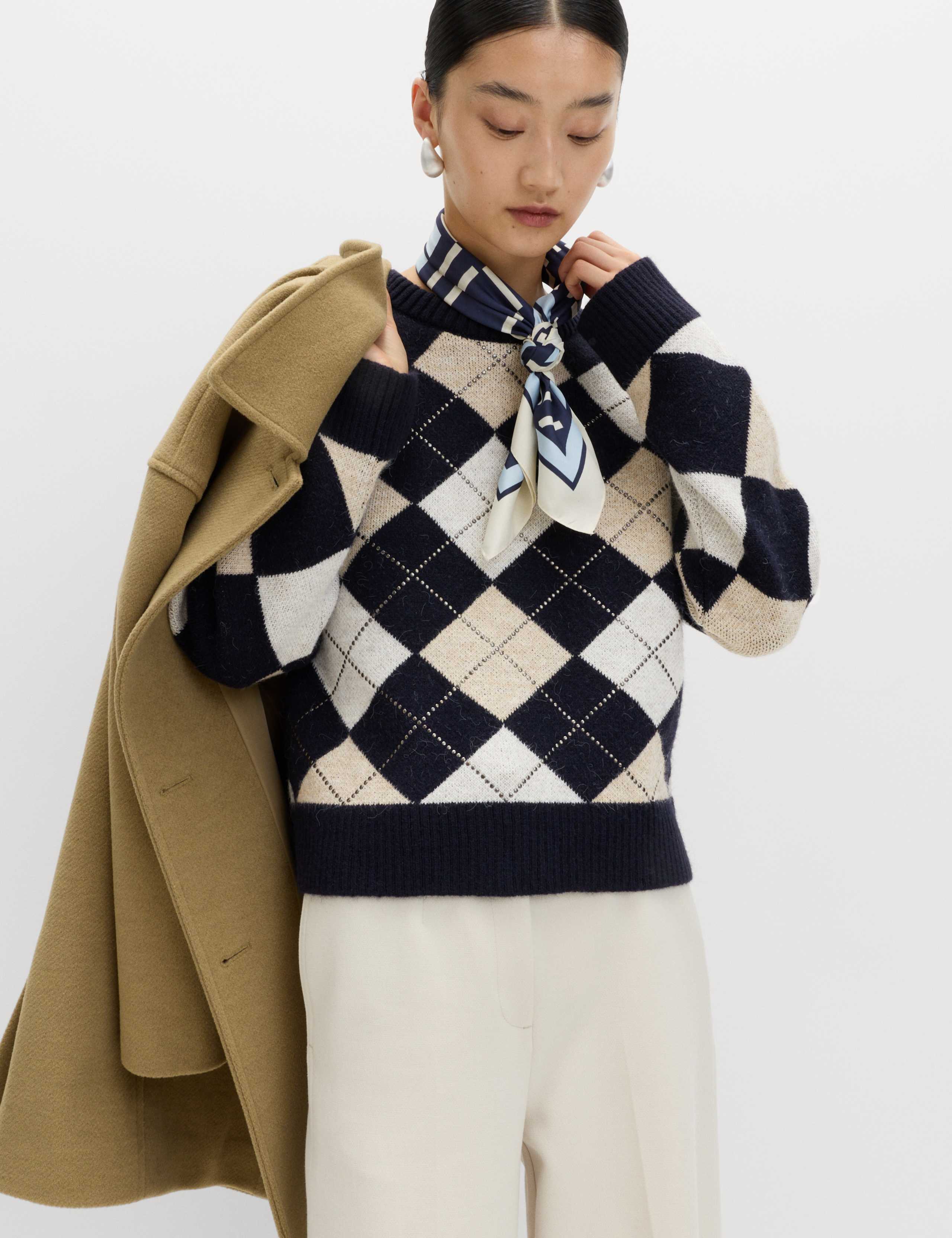 Argyle Crew Neck Slim Fit Jumper with Wool 6 of 6