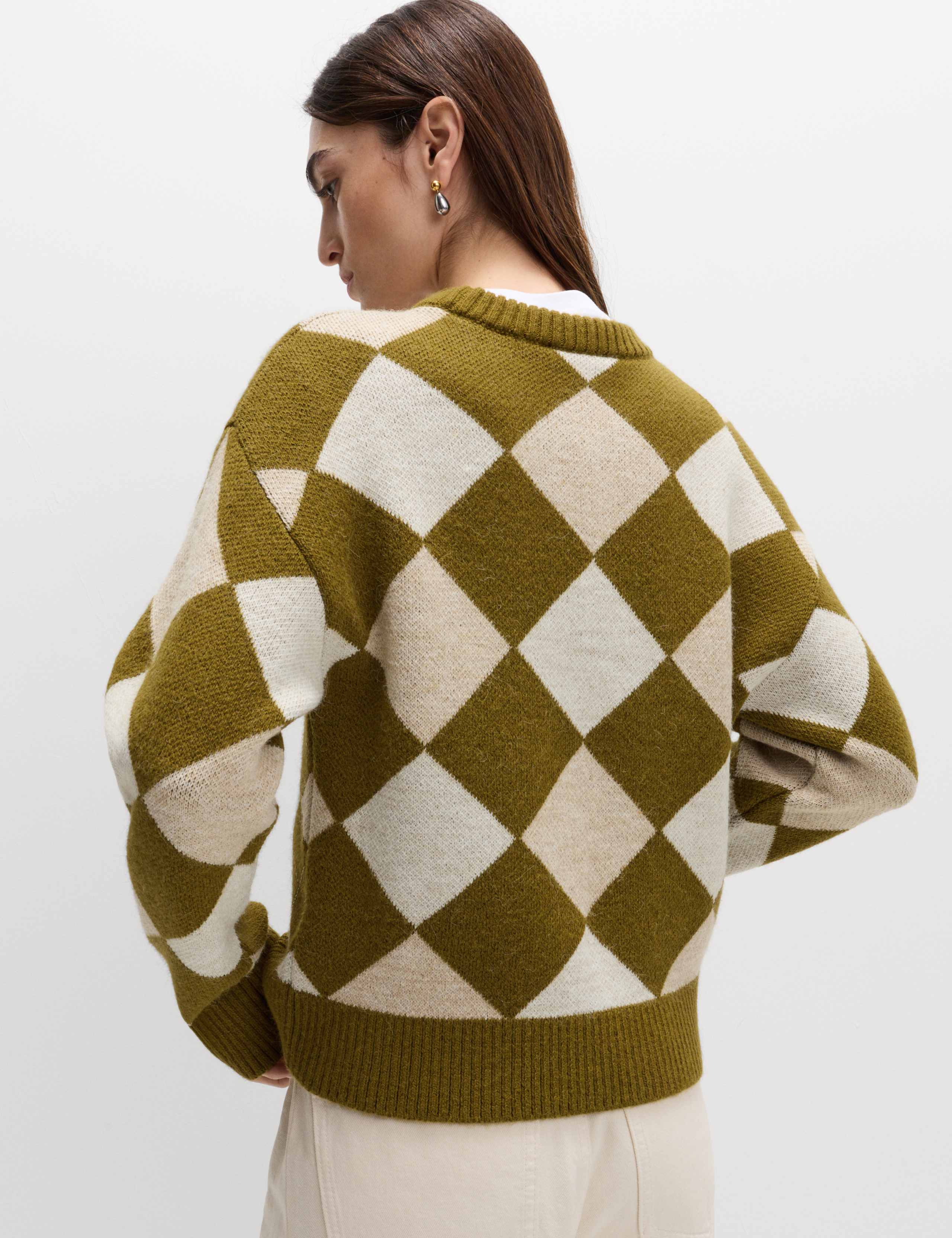 Argyle Crew Neck Slim Fit Jumper with Wool 4 of 5