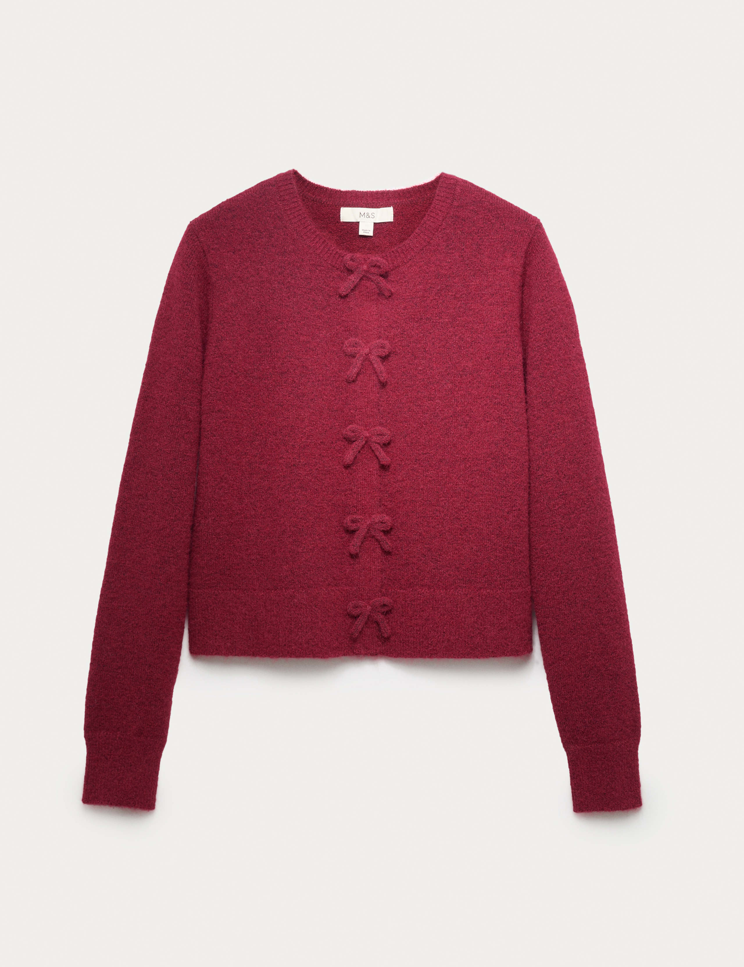 Bow Detail Cropped Cardigan With Wool 2 of 5