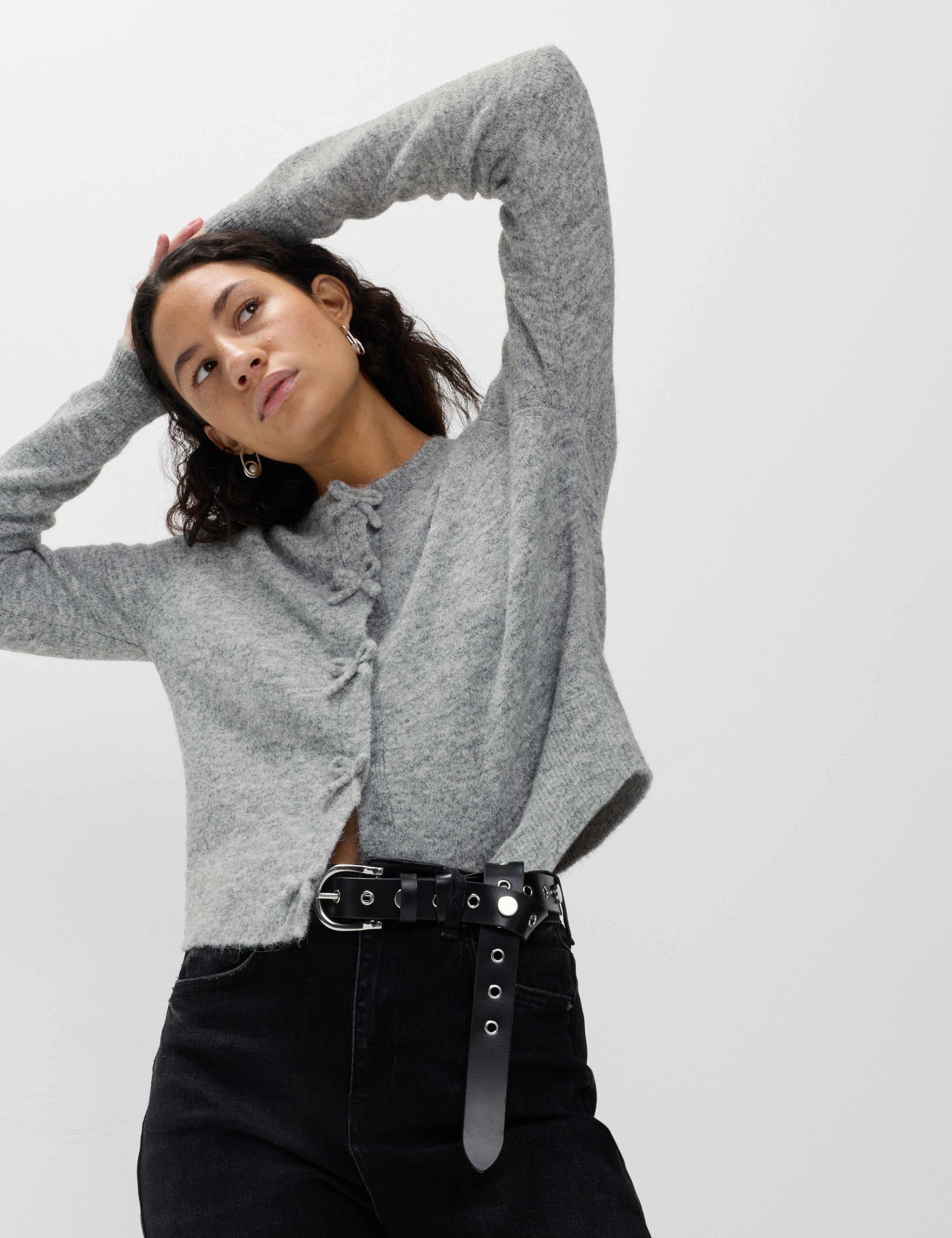 Bow Detail Cropped Cardigan With Wool 4 of 6