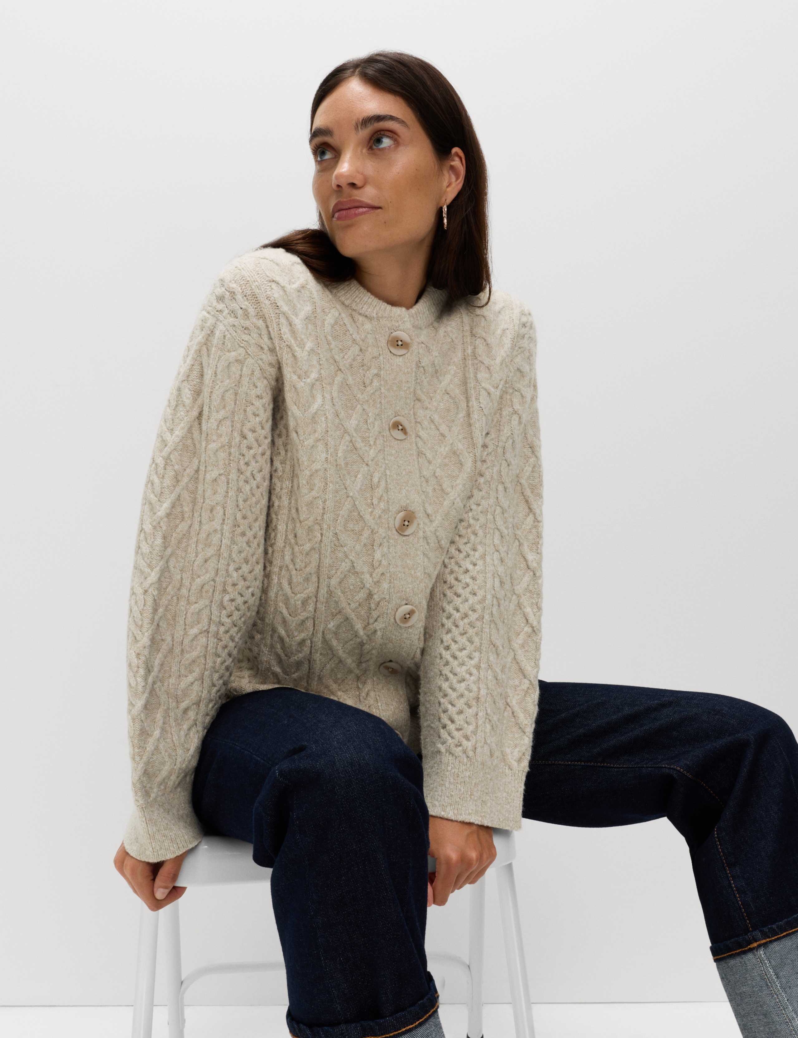 Cable Knit Button Front Cardigan 3 of 7