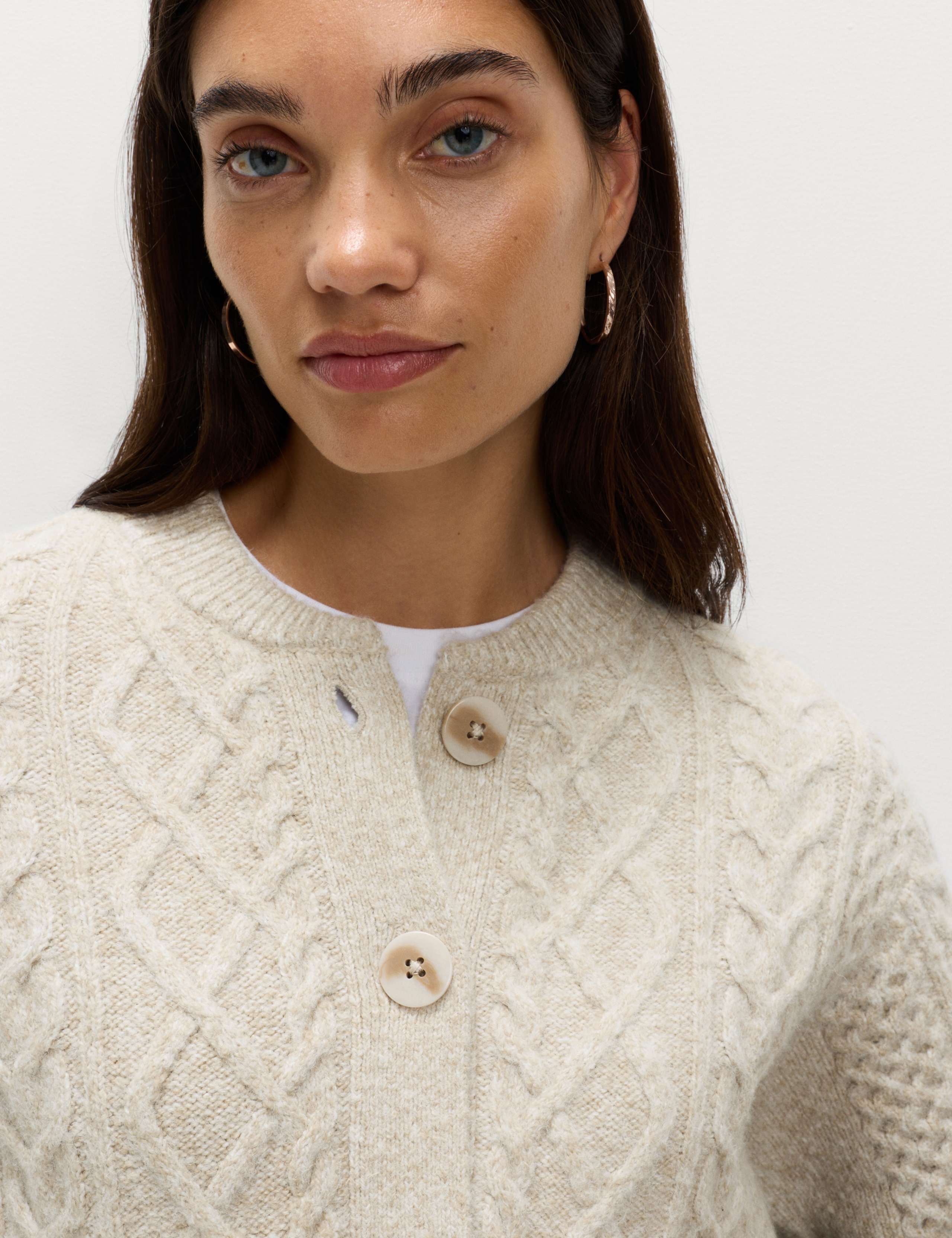 Cable Knit Button Front Cardigan 4 of 7