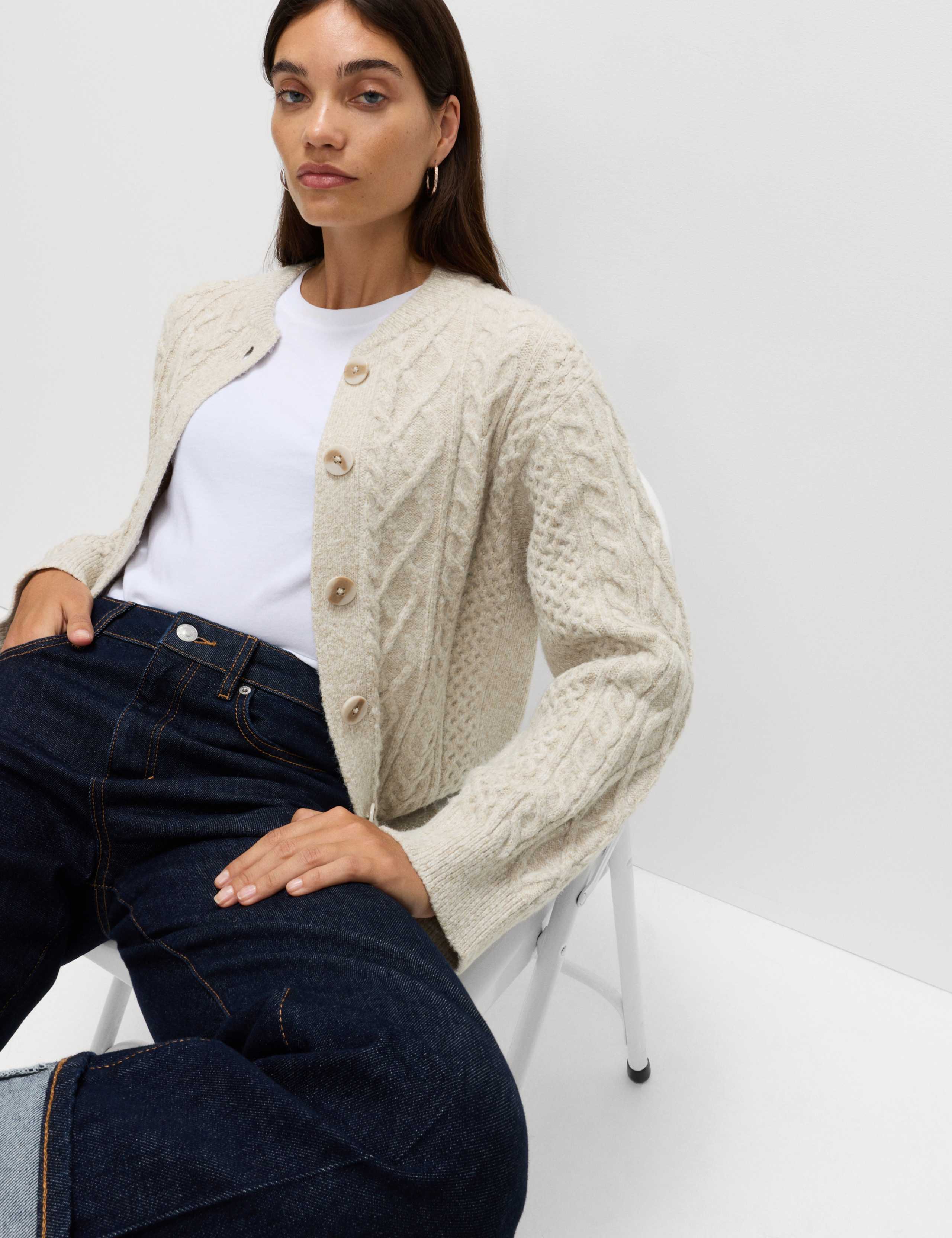 Cable Knit Button Front Cardigan 5 of 7