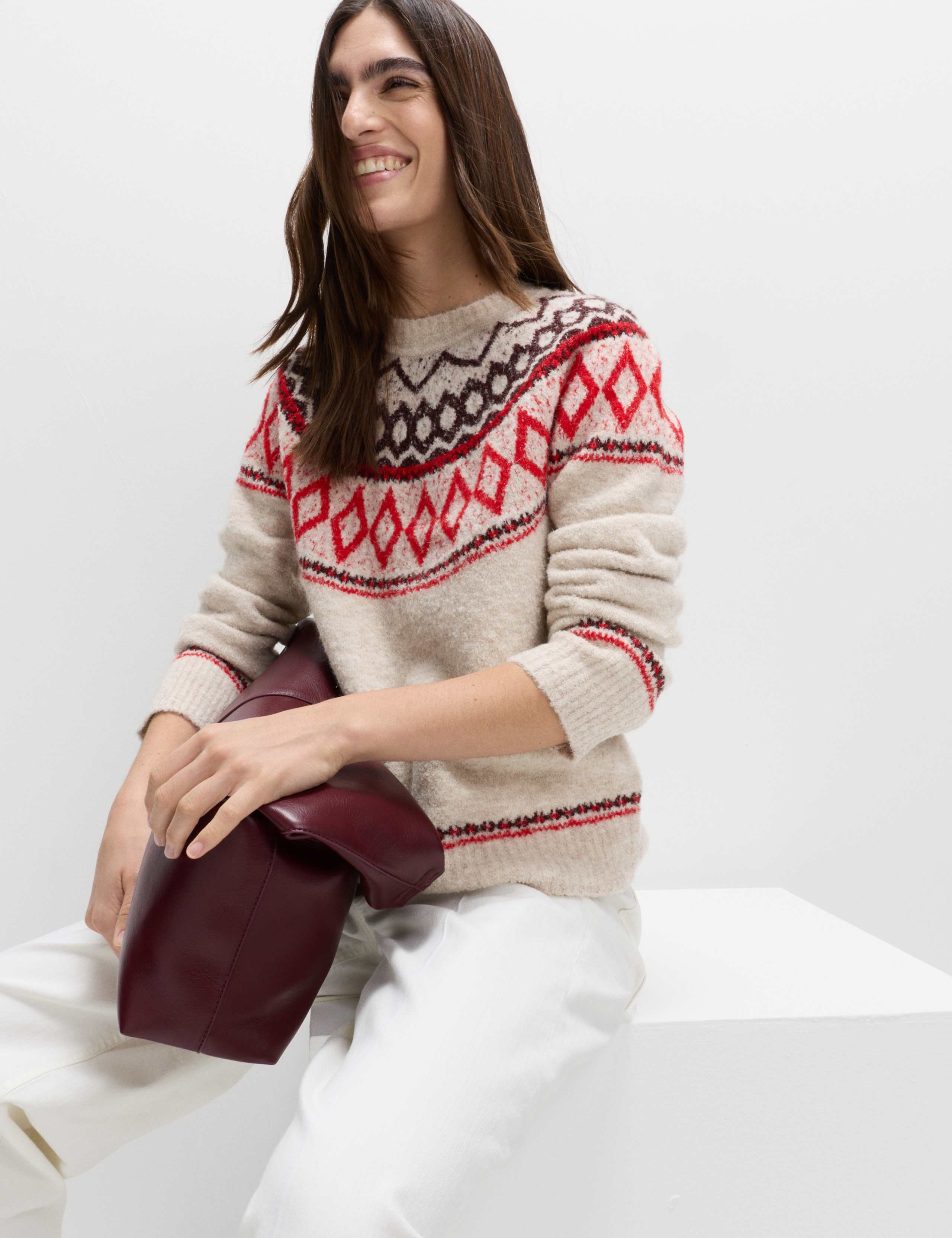Boucle Fair Isle Relaxed Jumper With Wool 6 of 6