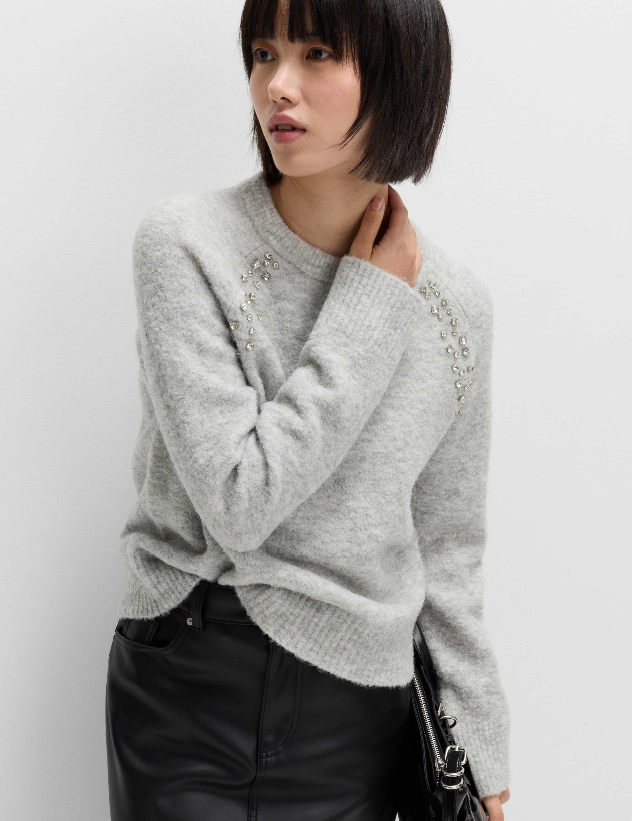 Boucle Embellished Jumper With Wool 1 of 6