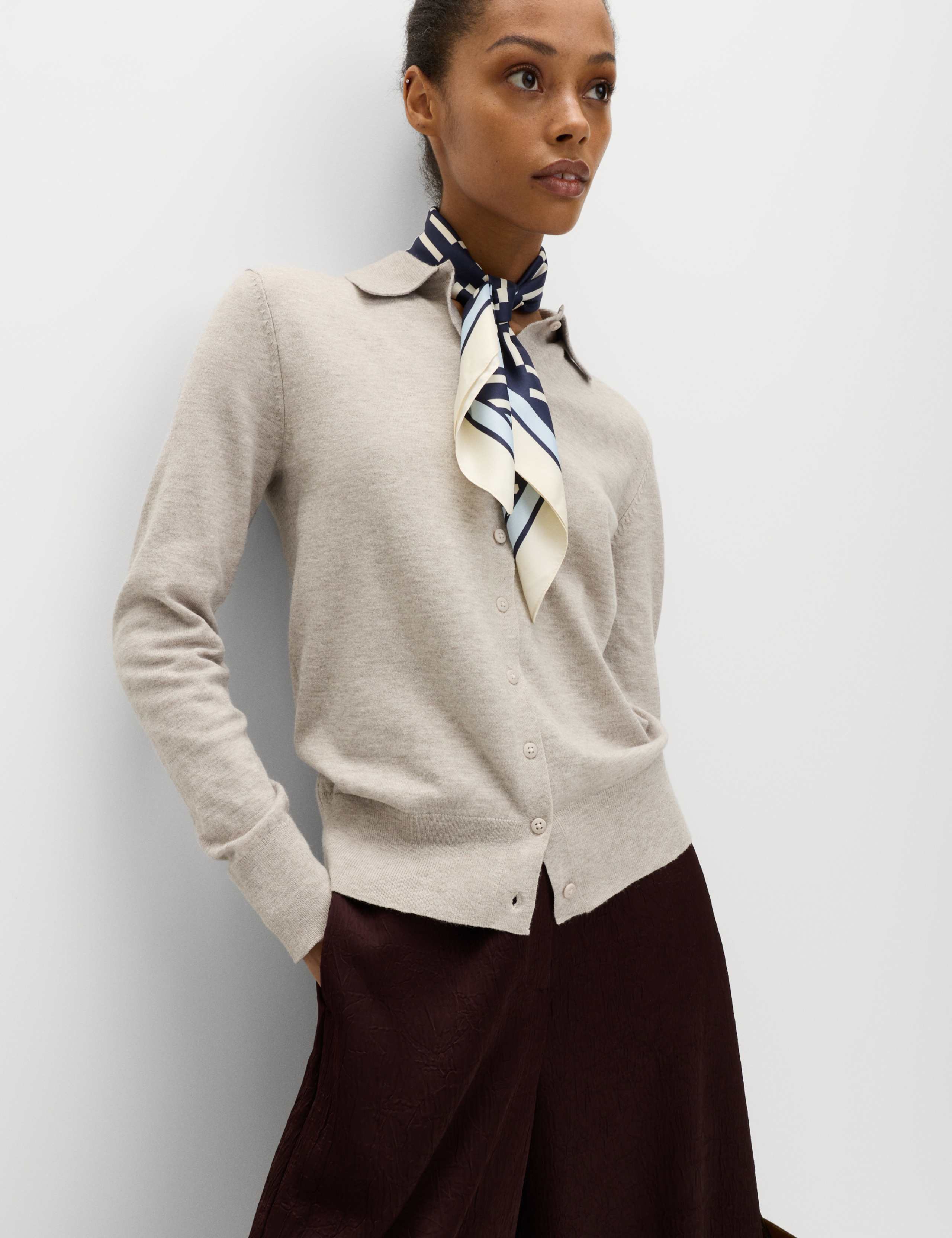 Collared Slim Fit Cardigan with Wool 3 of 6