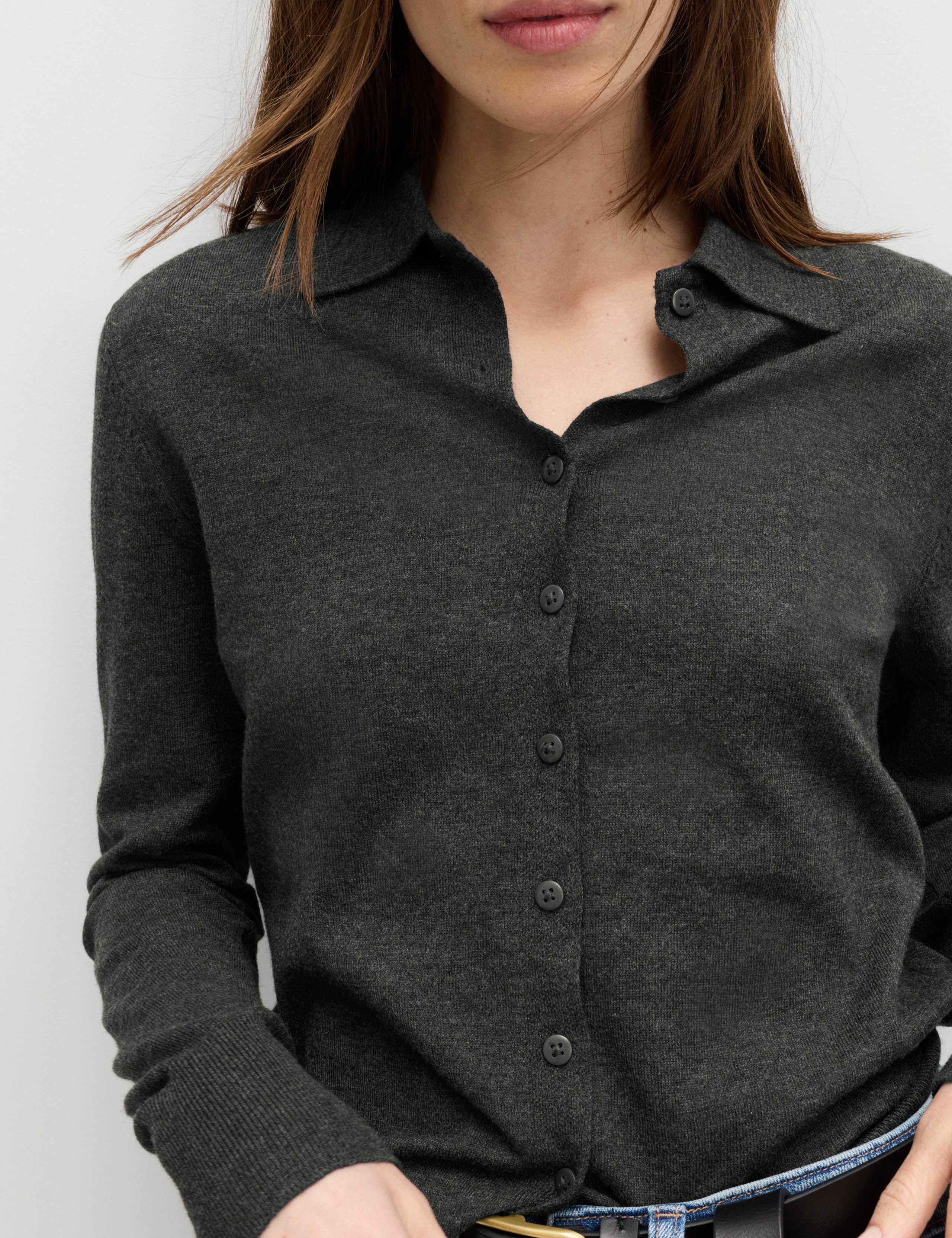 Collared Slim Fit Cardigan with Wool 5 of 5