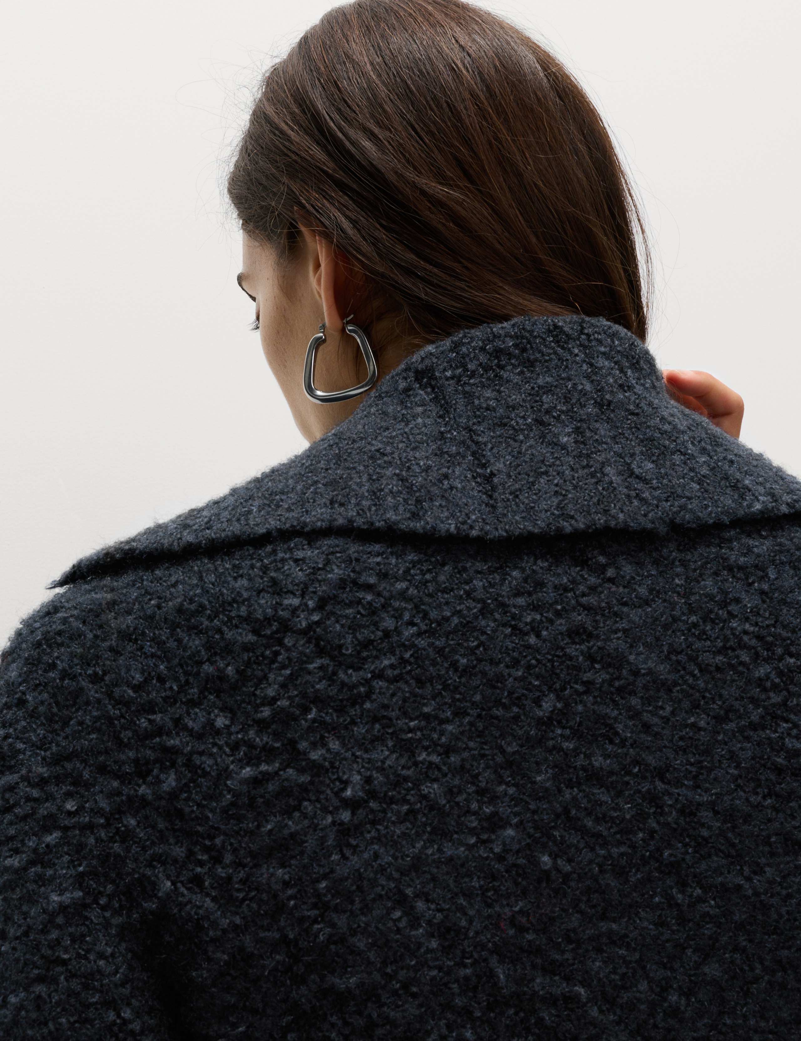 Bouclé Zip Up Collared Knitted Jacket with Wool 4 of 5